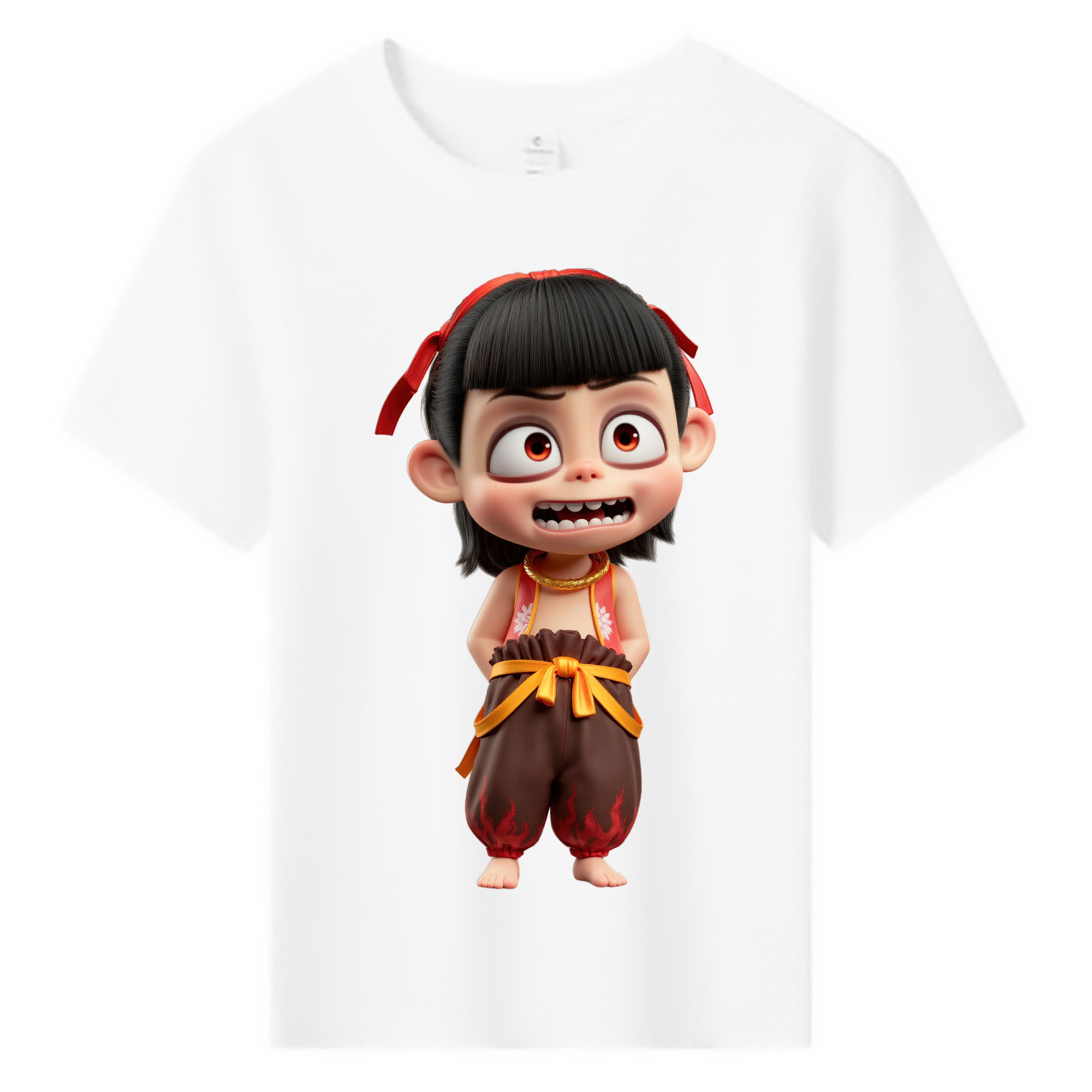 （画像用） Ne Zha 2 ナタ 魔童の大暴れ 綿100％キッズTシャツ（フロントプリント）