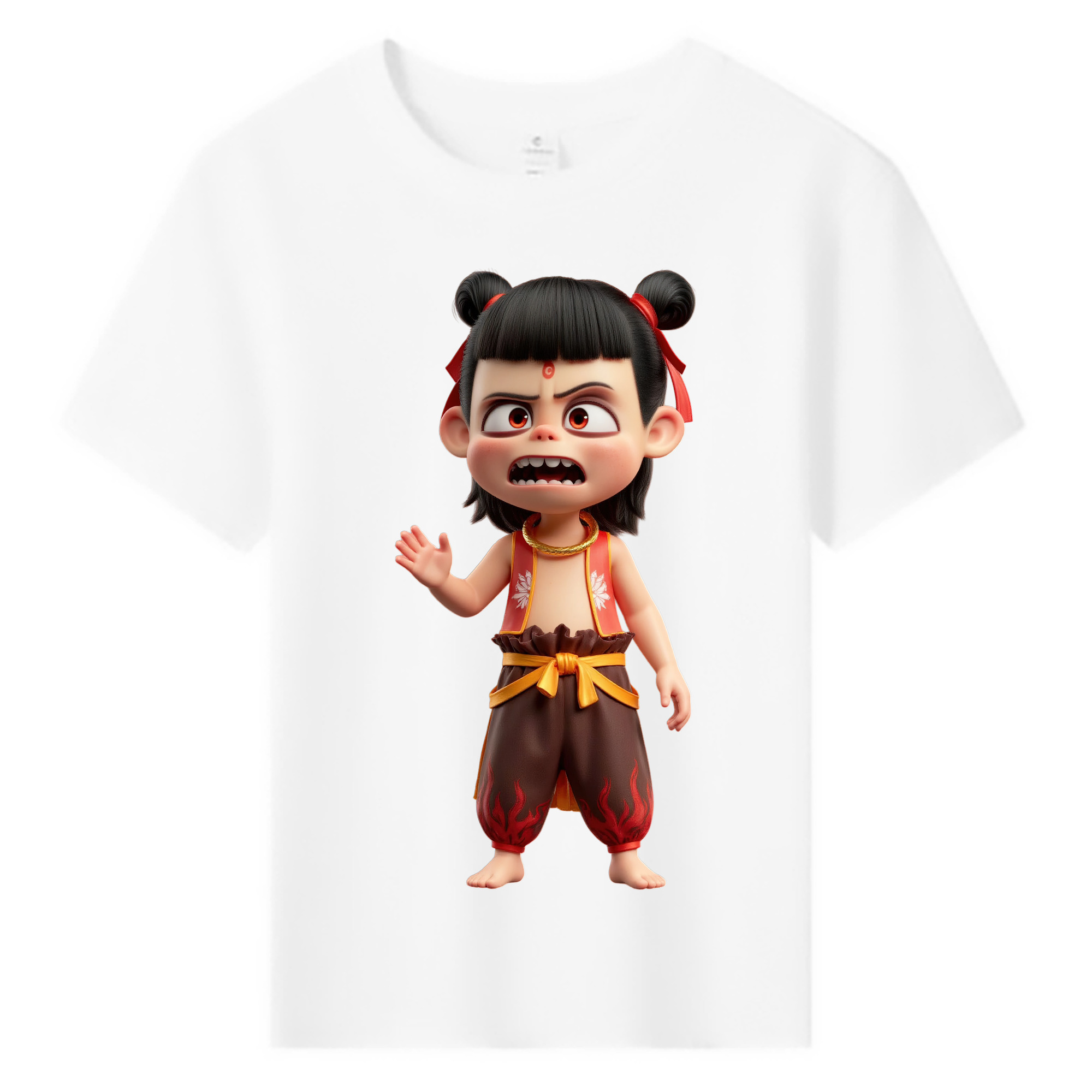 （画像用） Ne Zha 2 ナタ 魔童の大暴れ 綿100％キッズTシャツ（フロントプリント）