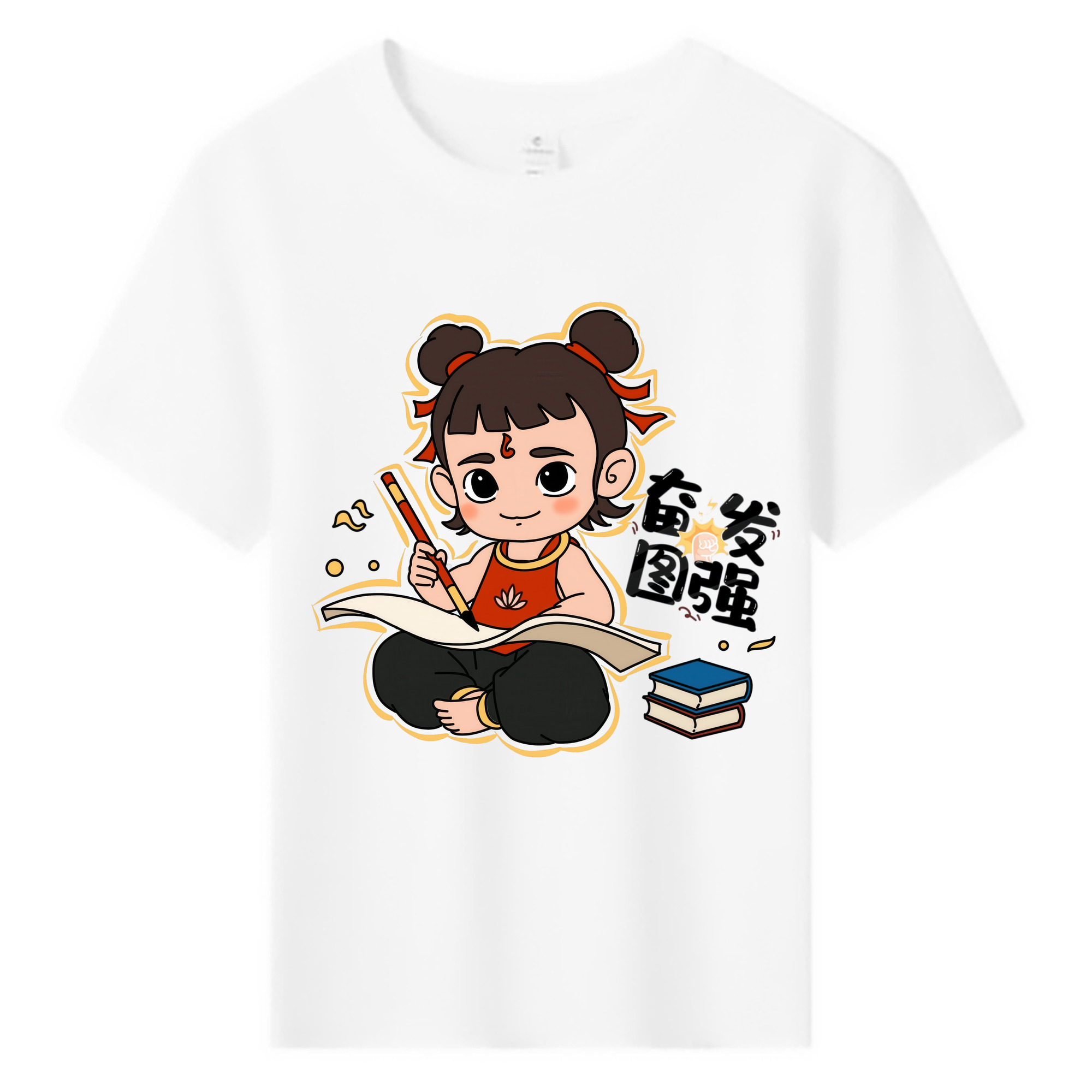 （画像用） Ne Zha 2 ナタ 魔童の大暴れ 綿100％キッズTシャツ（フロントプリント）