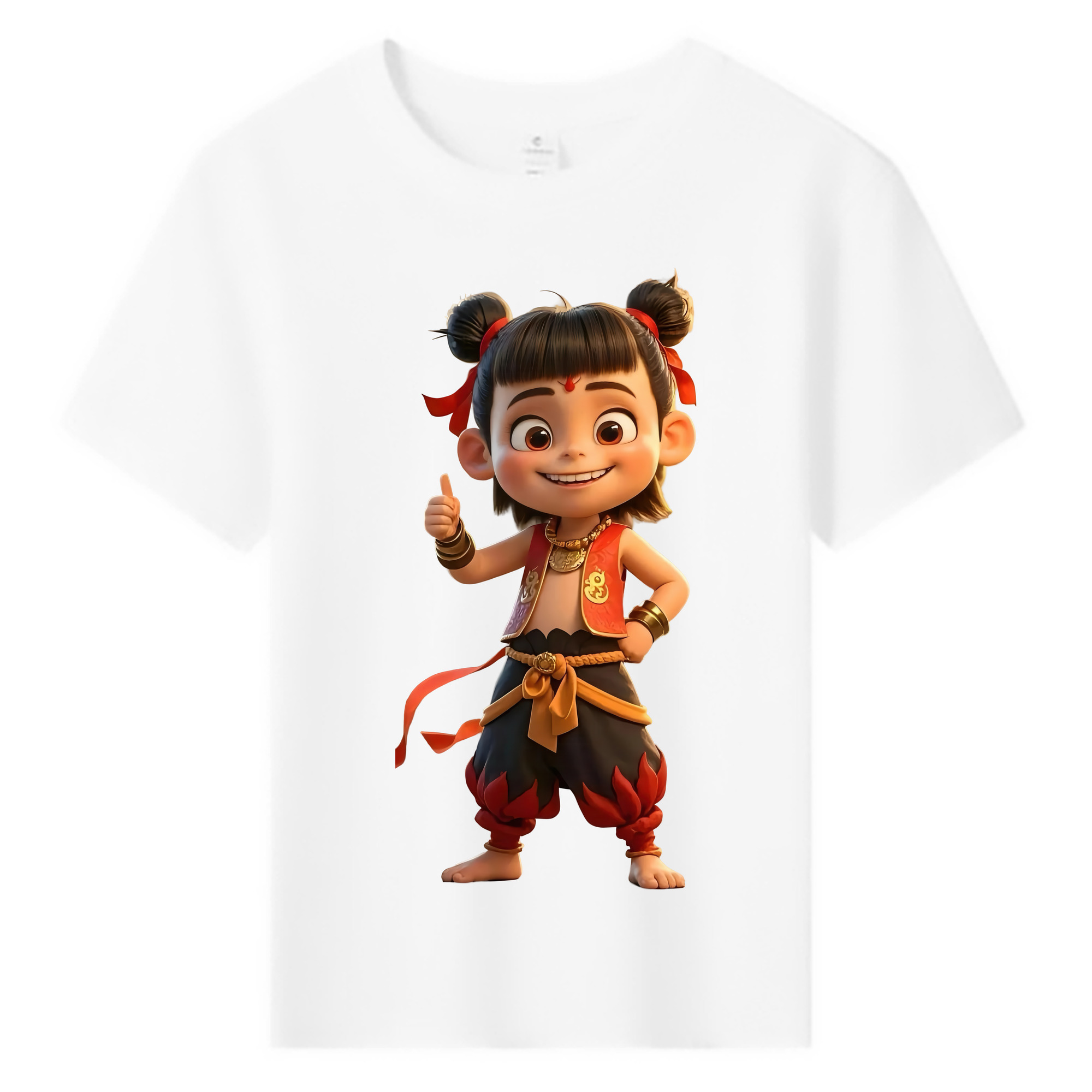 （画像用） Ne Zha 2 ナタ 魔童の大暴れ 綿100％キッズTシャツ（フロントプリント）