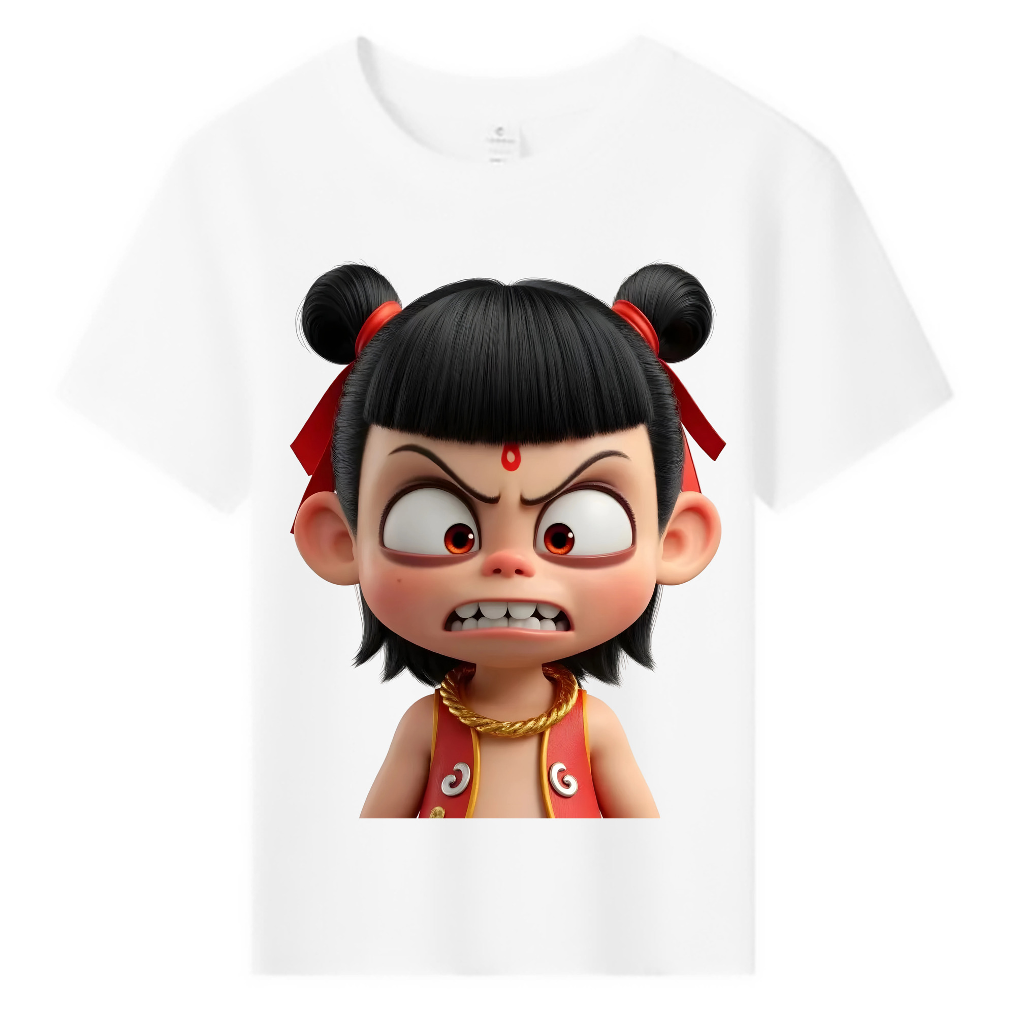 （画像用） Ne Zha 2 ナタ 魔童の大暴れ 綿100％キッズTシャツ（フロントプリント）