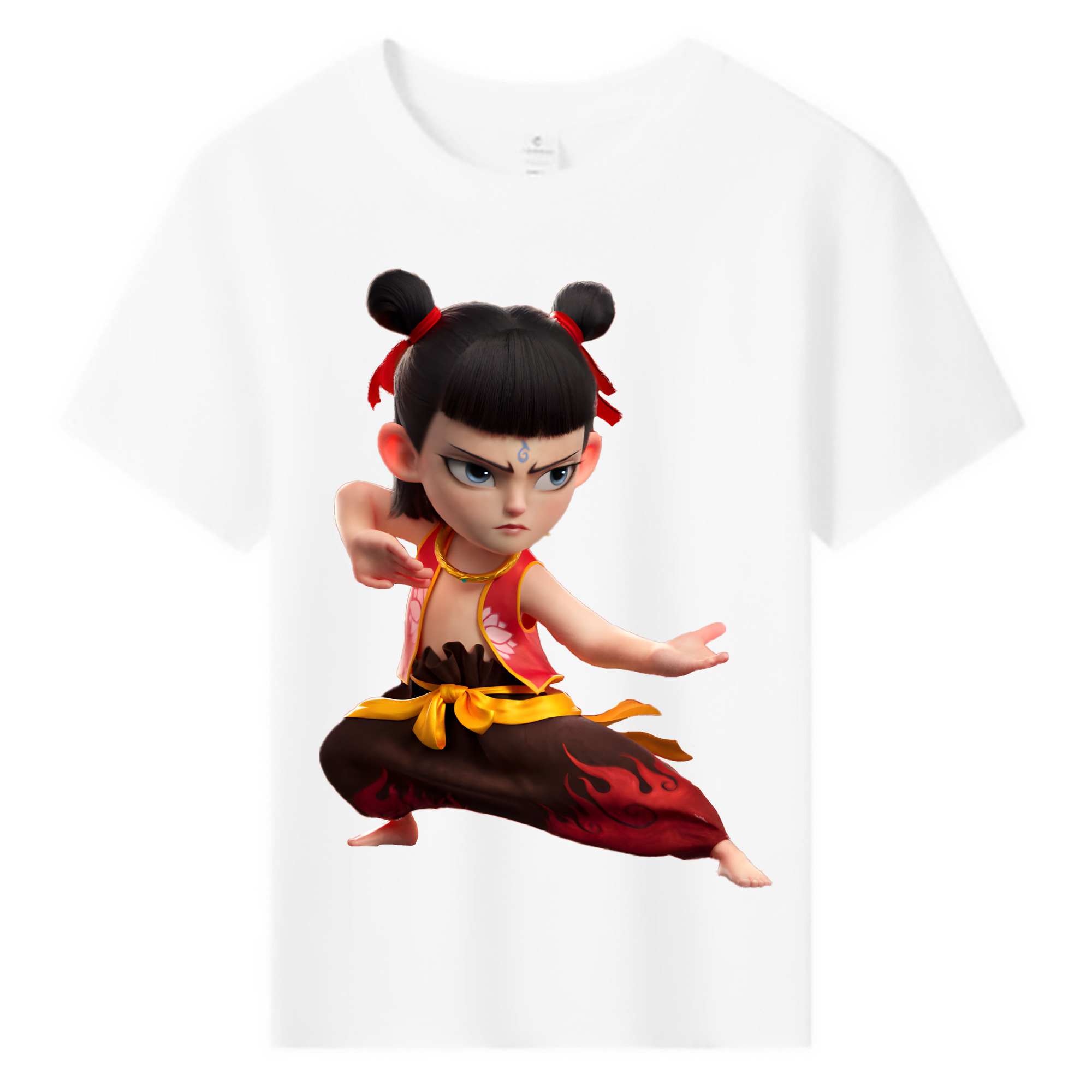 （画像用） Ne Zha 2 ナタ 魔童の大暴れ 綿100％キッズTシャツ（フロントプリント）