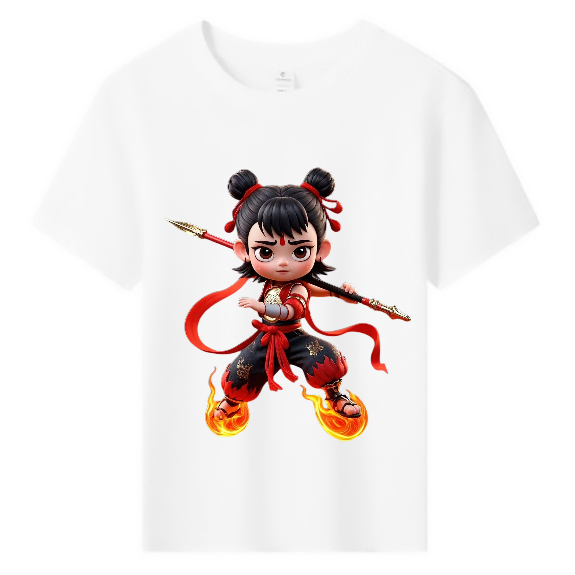 （画像用） Ne Zha 2 ナタ 魔童の大暴れ 綿100％キッズTシャツ（フロントプリント）