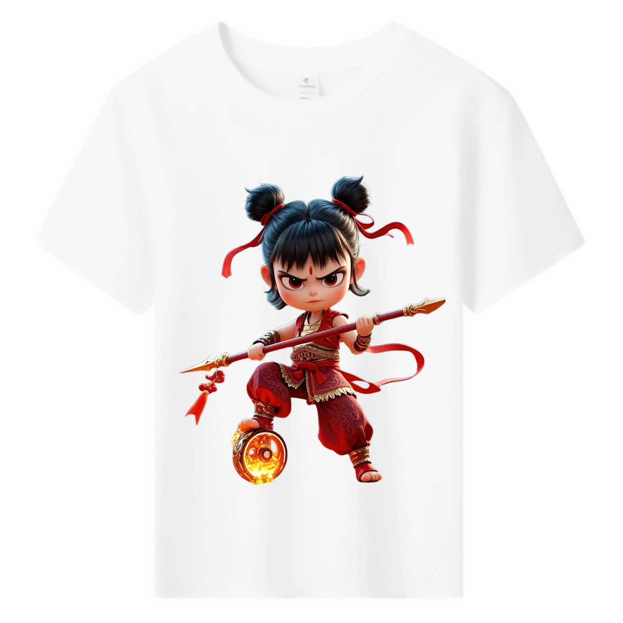 （画像用） Ne Zha 2 ナタ 魔童の大暴れ 綿100％キッズTシャツ（フロントプリント）