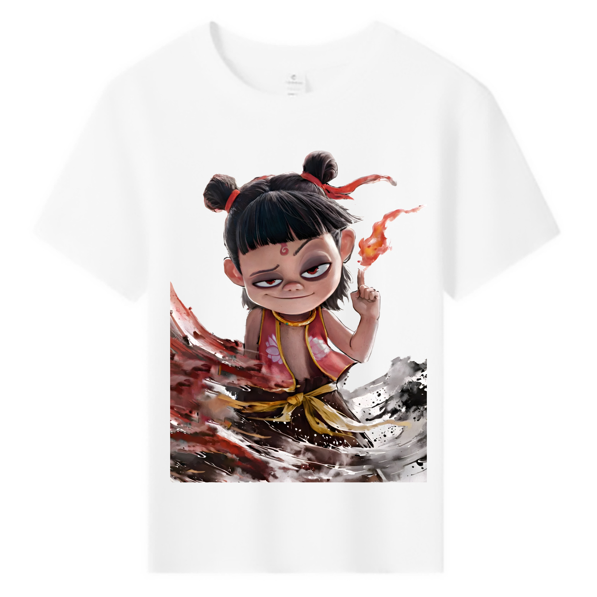 （画像用） Ne Zha 2 ナタ 魔童の大暴れ 綿100％キッズTシャツ（フロントプリント）