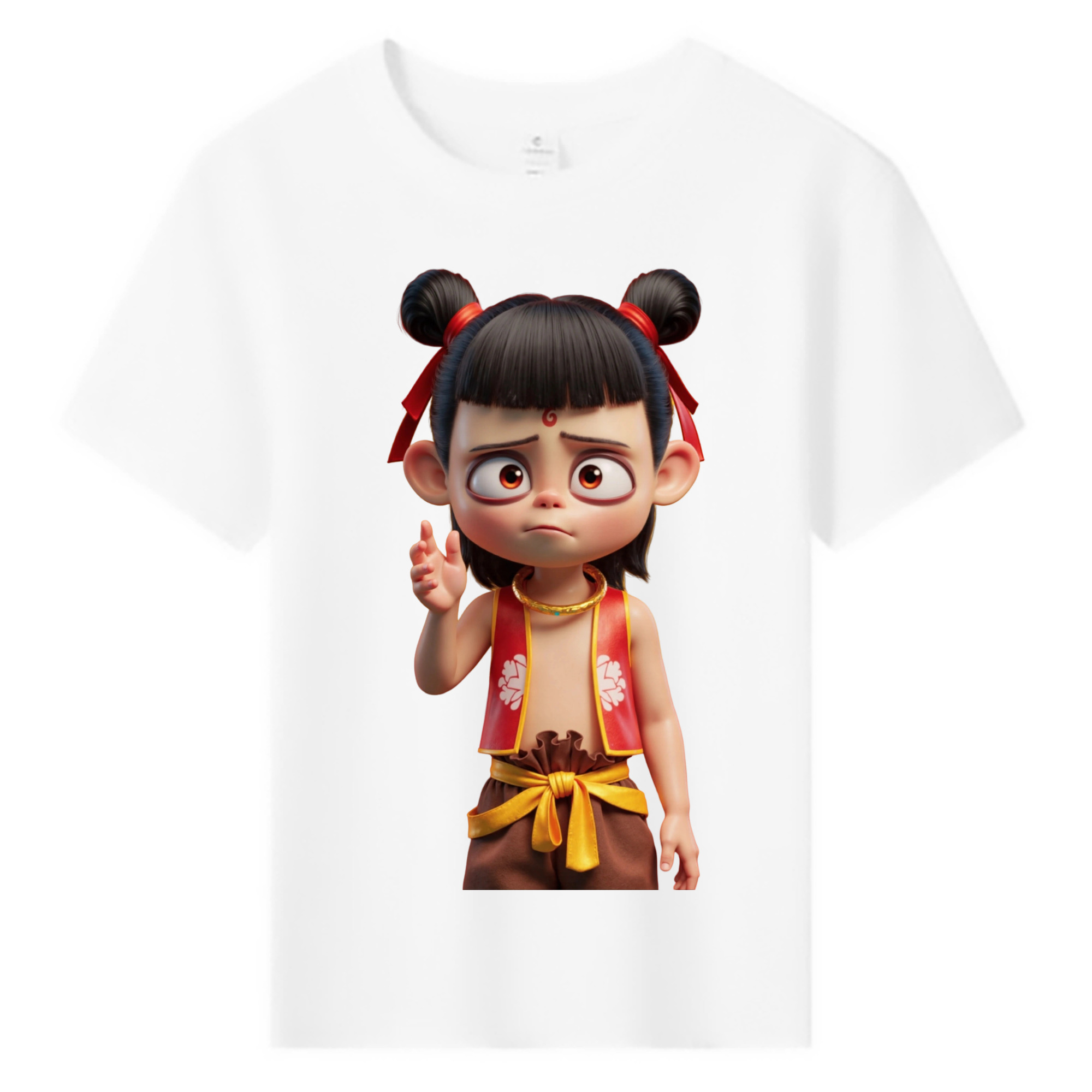 （画像用） Ne Zha 2 ナタ 魔童の大暴れ 綿100％キッズTシャツ（フロントプリント）