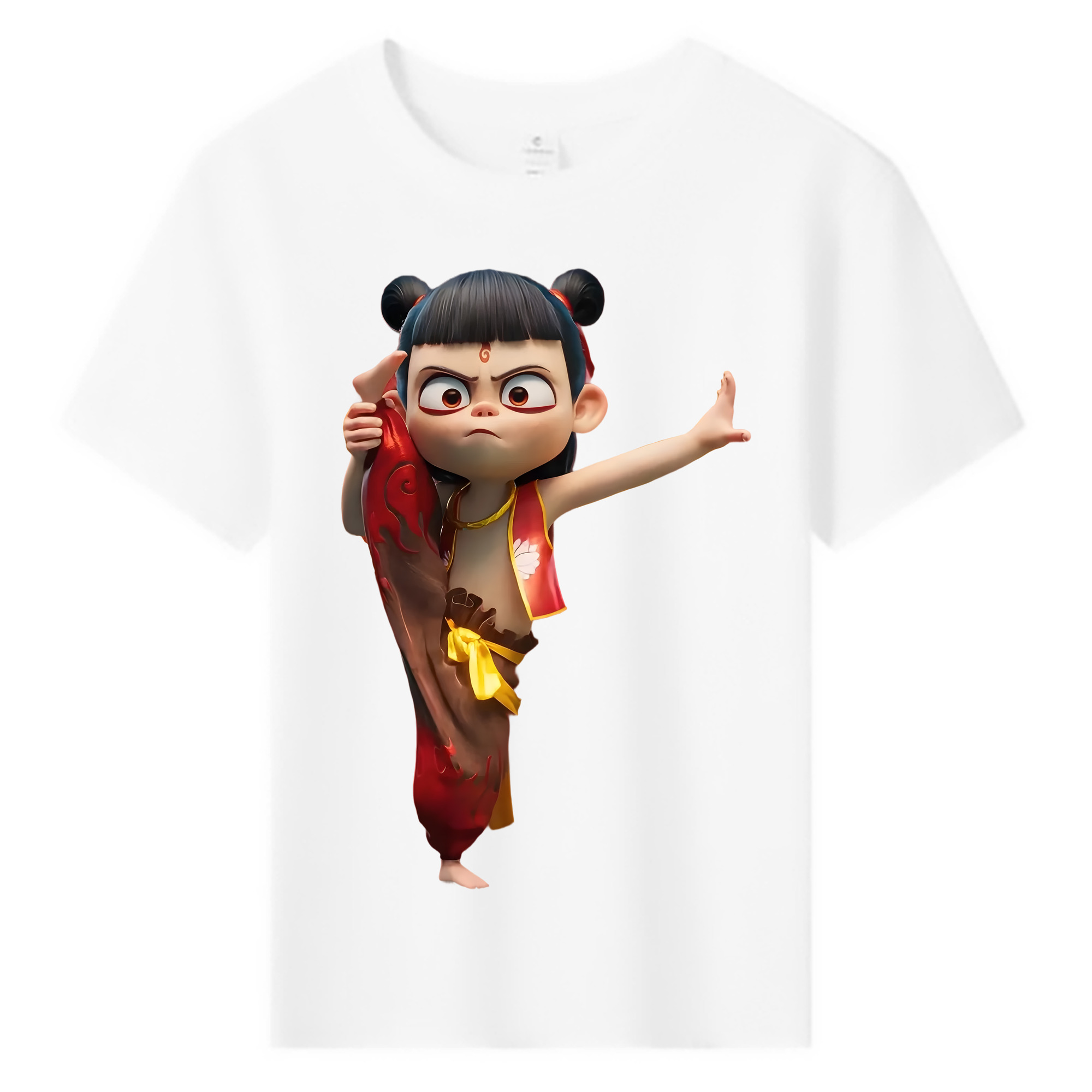 （画像用） Ne Zha 2 ナタ 魔童の大暴れ 綿100％キッズTシャツ（フロントプリント）