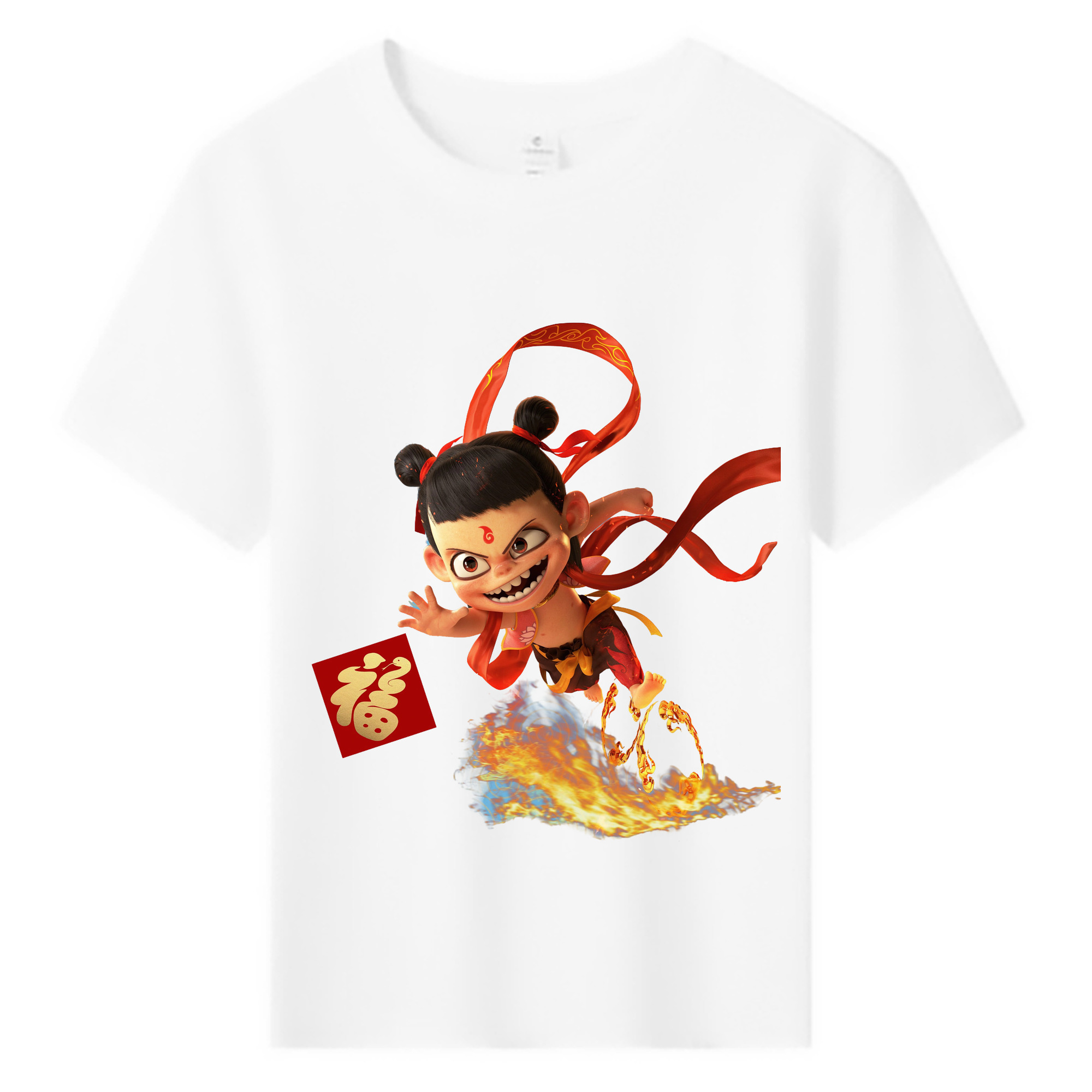 （画像用） Ne Zha 2 ナタ 魔童の大暴れ 綿100％キッズTシャツ（フロントプリント）
