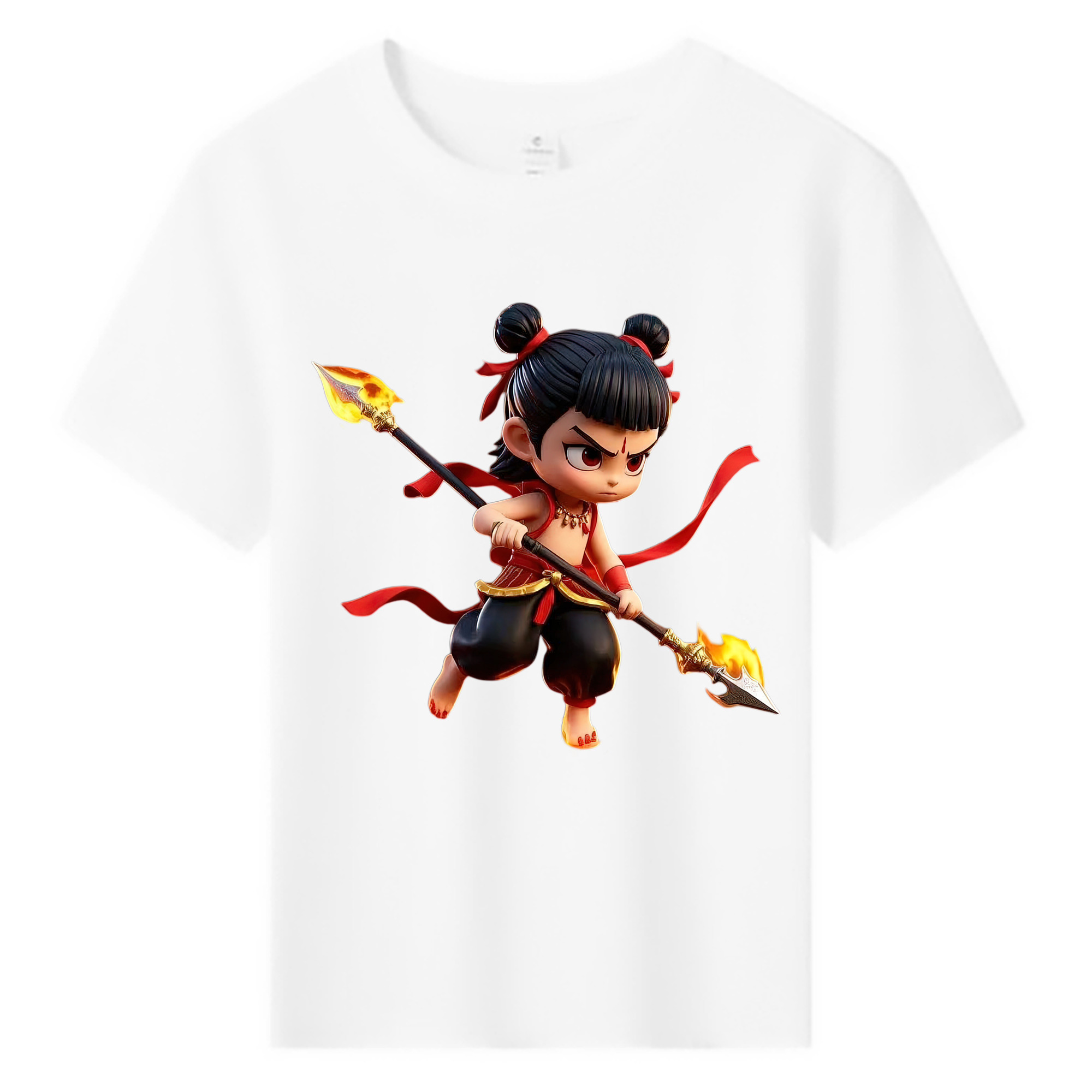 （画像用） Ne Zha 2 ナタ 魔童の大暴れ 綿100％キッズTシャツ（フロントプリント）