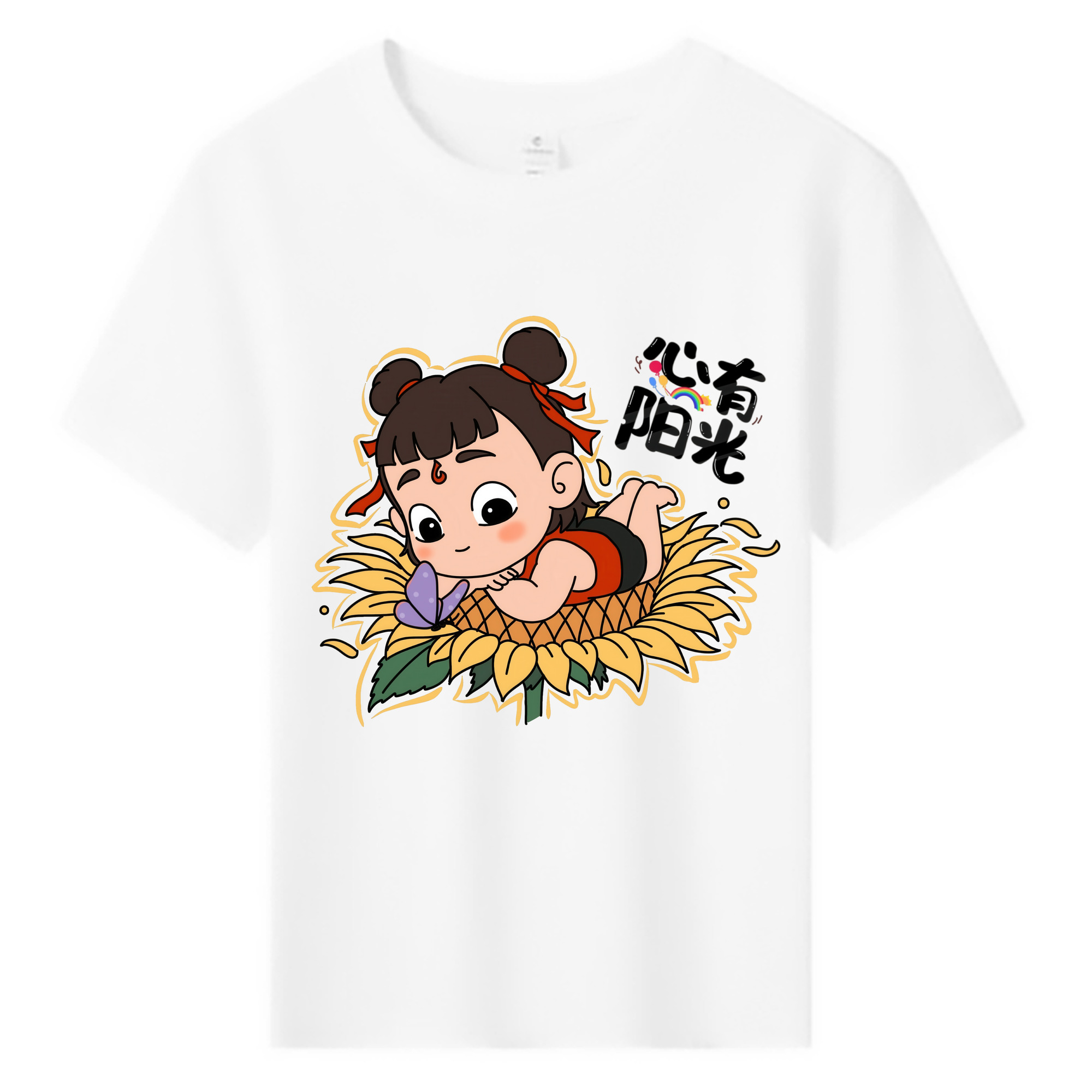 （画像用） Ne Zha 2 ナタ 魔童の大暴れ 綿100％キッズTシャツ（フロントプリント）