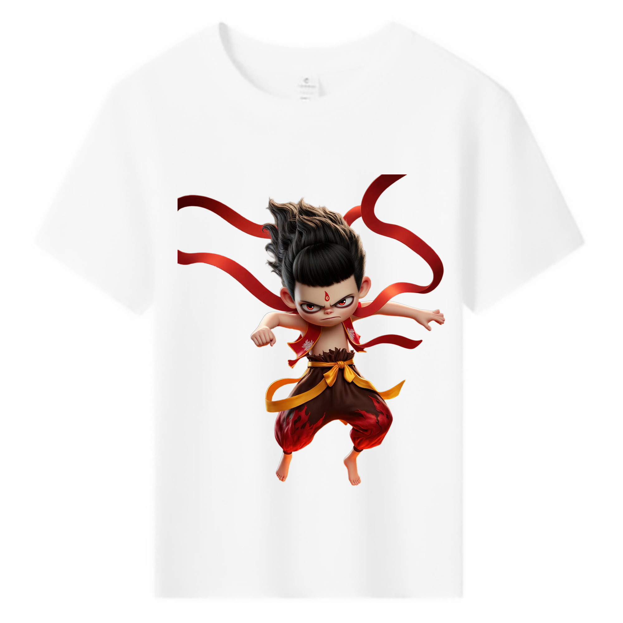 （画像用） Ne Zha 2 ナタ 魔童の大暴れ 綿100％キッズTシャツ（フロントプリント）