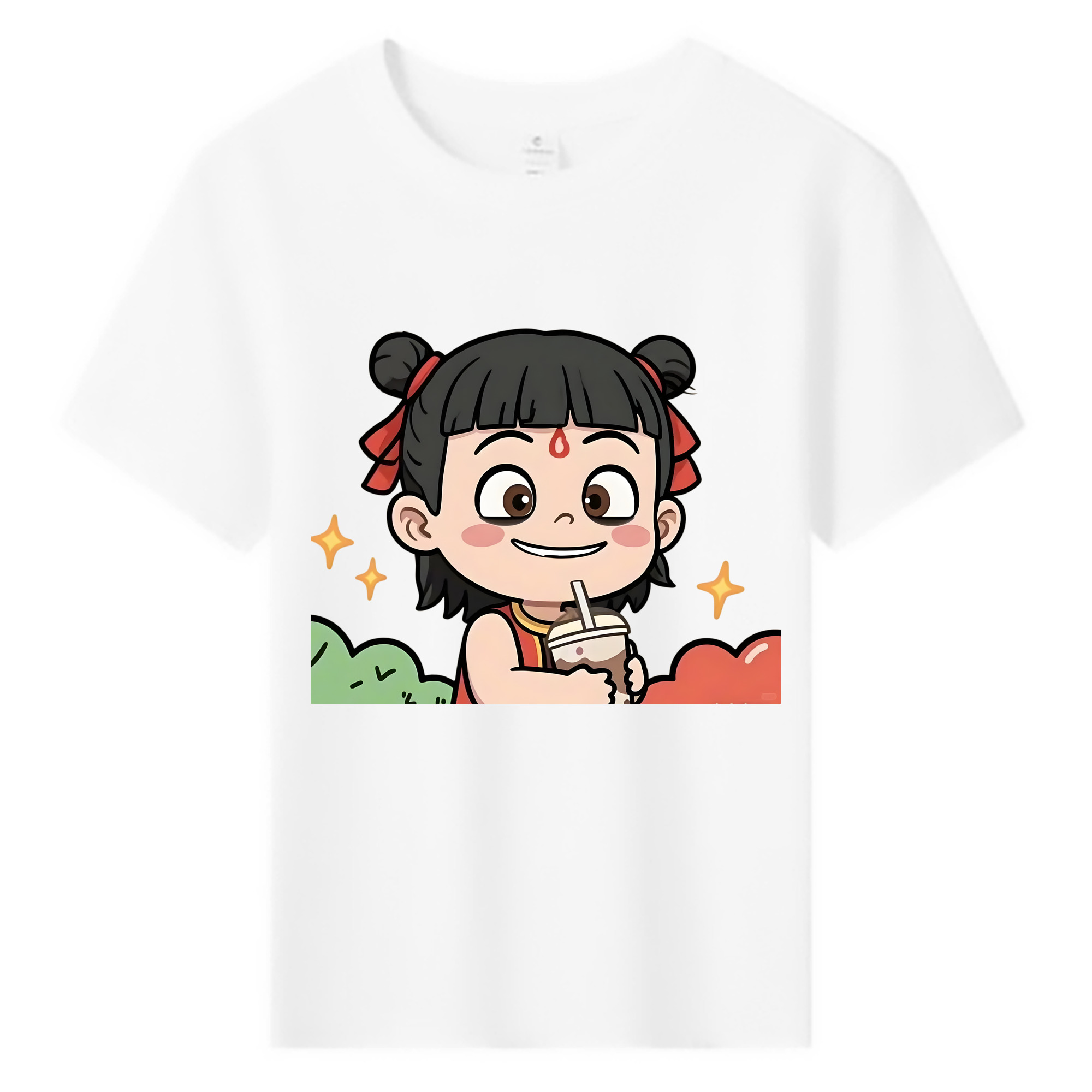 （画像用） Ne Zha 2 ナタ 魔童の大暴れ 綿100％キッズTシャツ（フロントプリント）