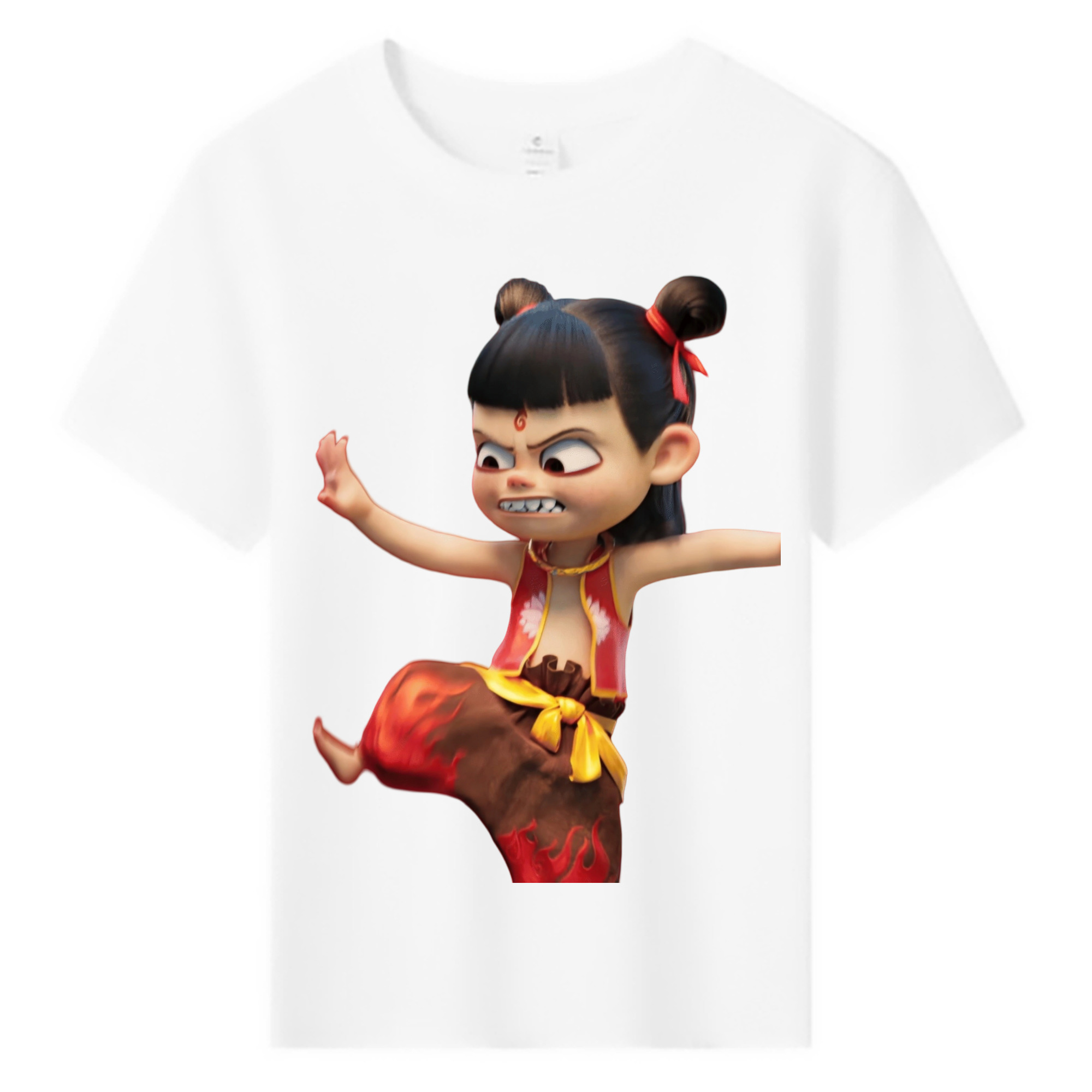 （画像用） Ne Zha 2 ナタ 魔童の大暴れ 綿100％キッズTシャツ（フロントプリント）