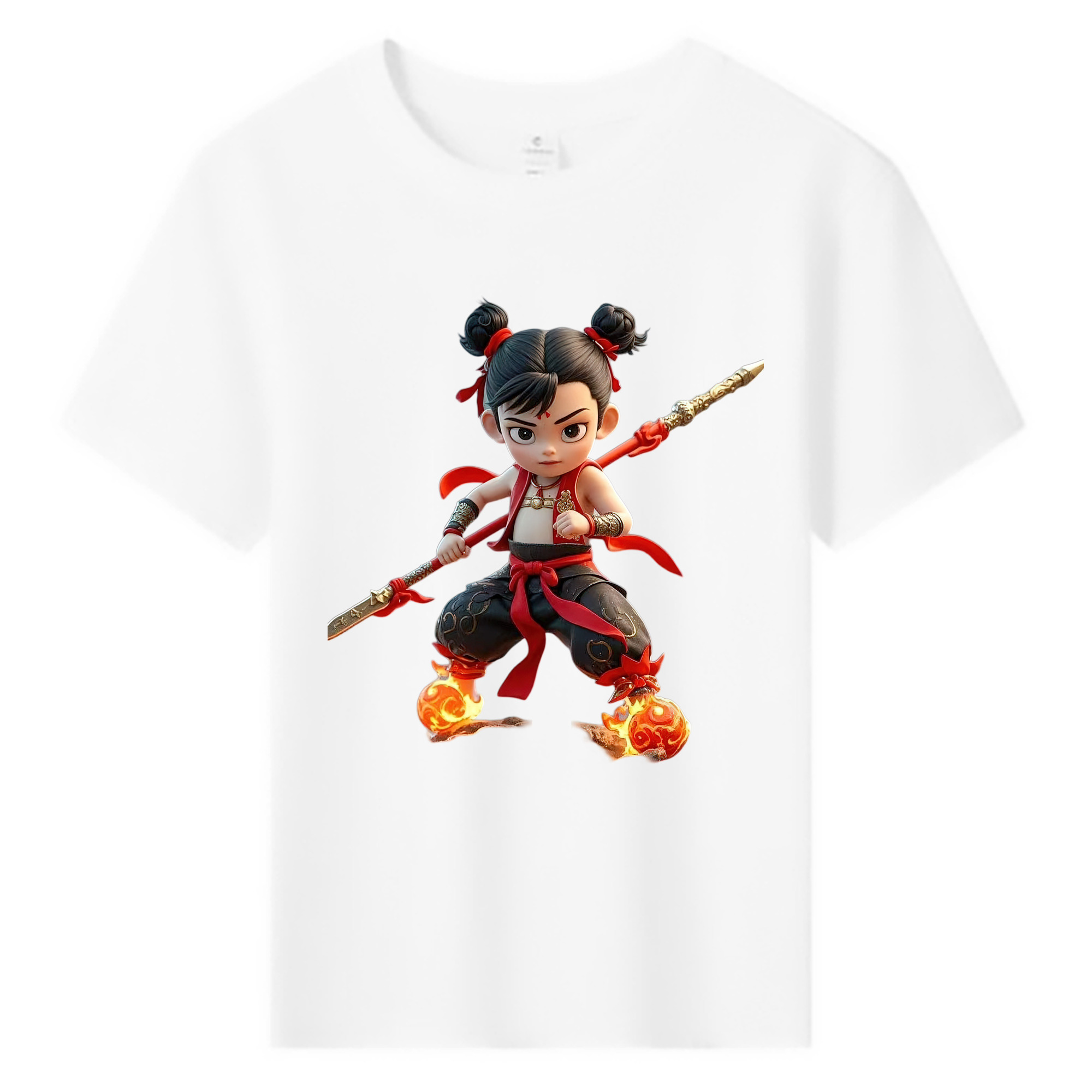 （画像用） Ne Zha 2 ナタ 魔童の大暴れ 綿100％キッズTシャツ（フロントプリント）