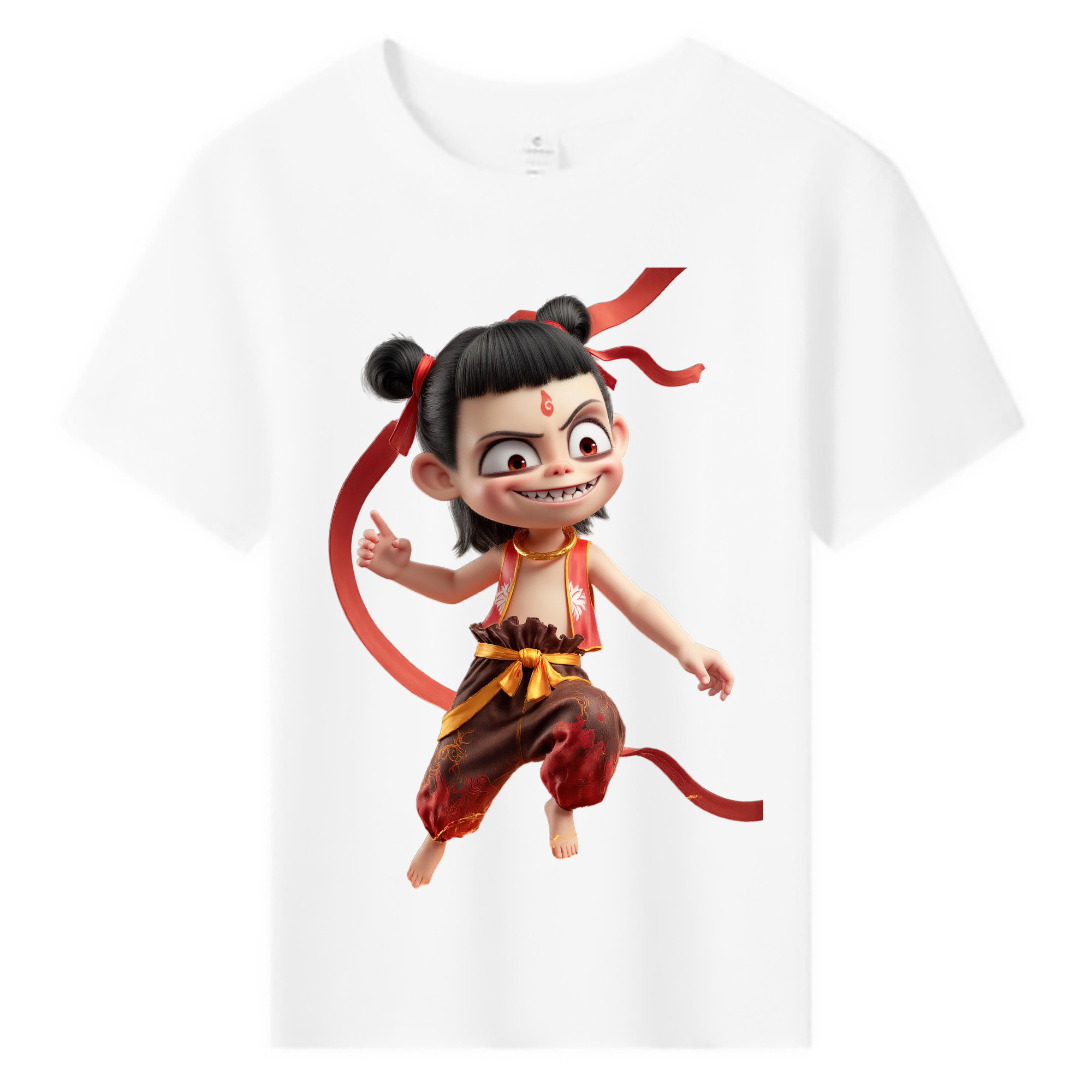 （画像用） Ne Zha 2 ナタ 魔童の大暴れ 綿100％キッズTシャツ（フロントプリント）