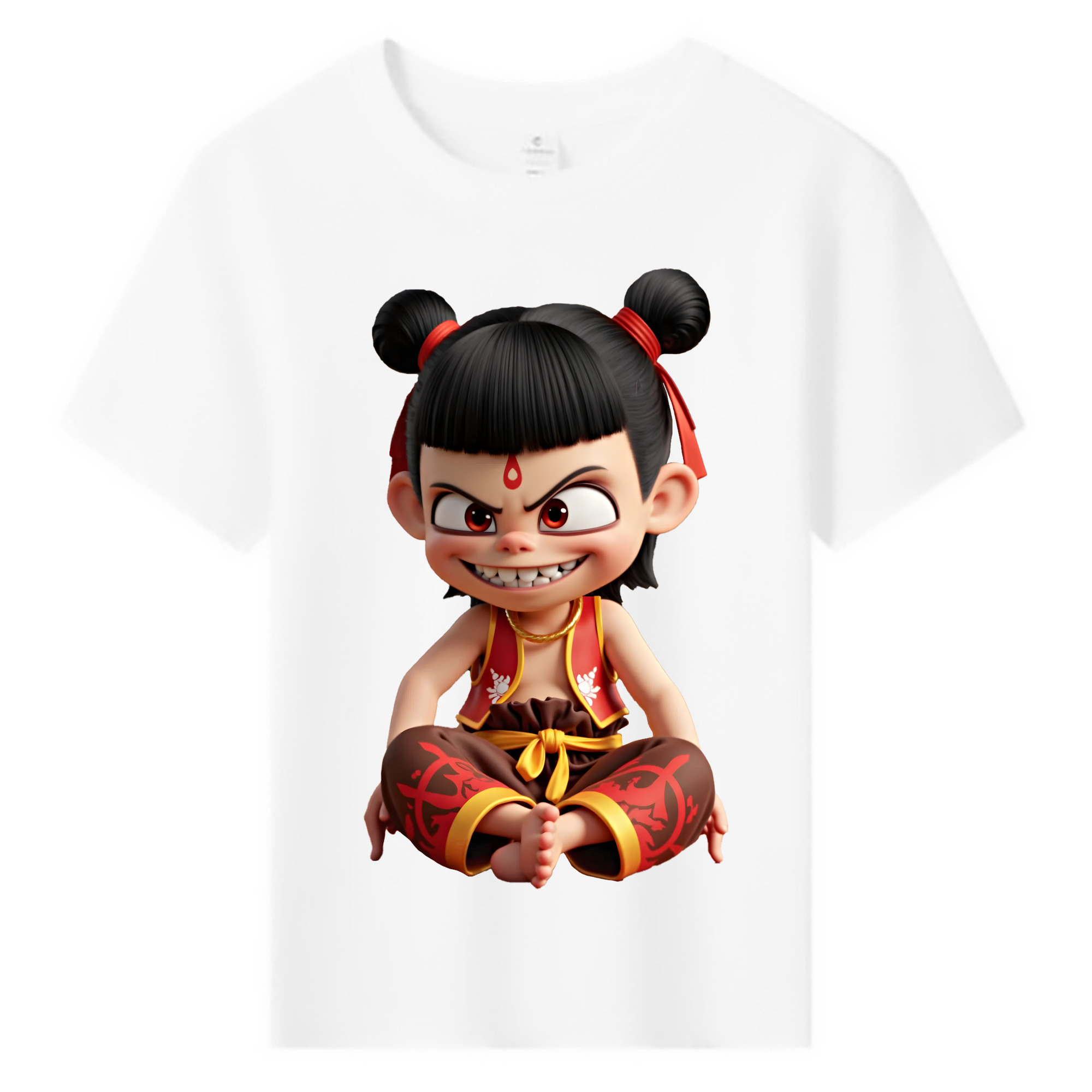 （画像用） Ne Zha 2 ナタ 魔童の大暴れ 綿100％キッズTシャツ（フロントプリント）