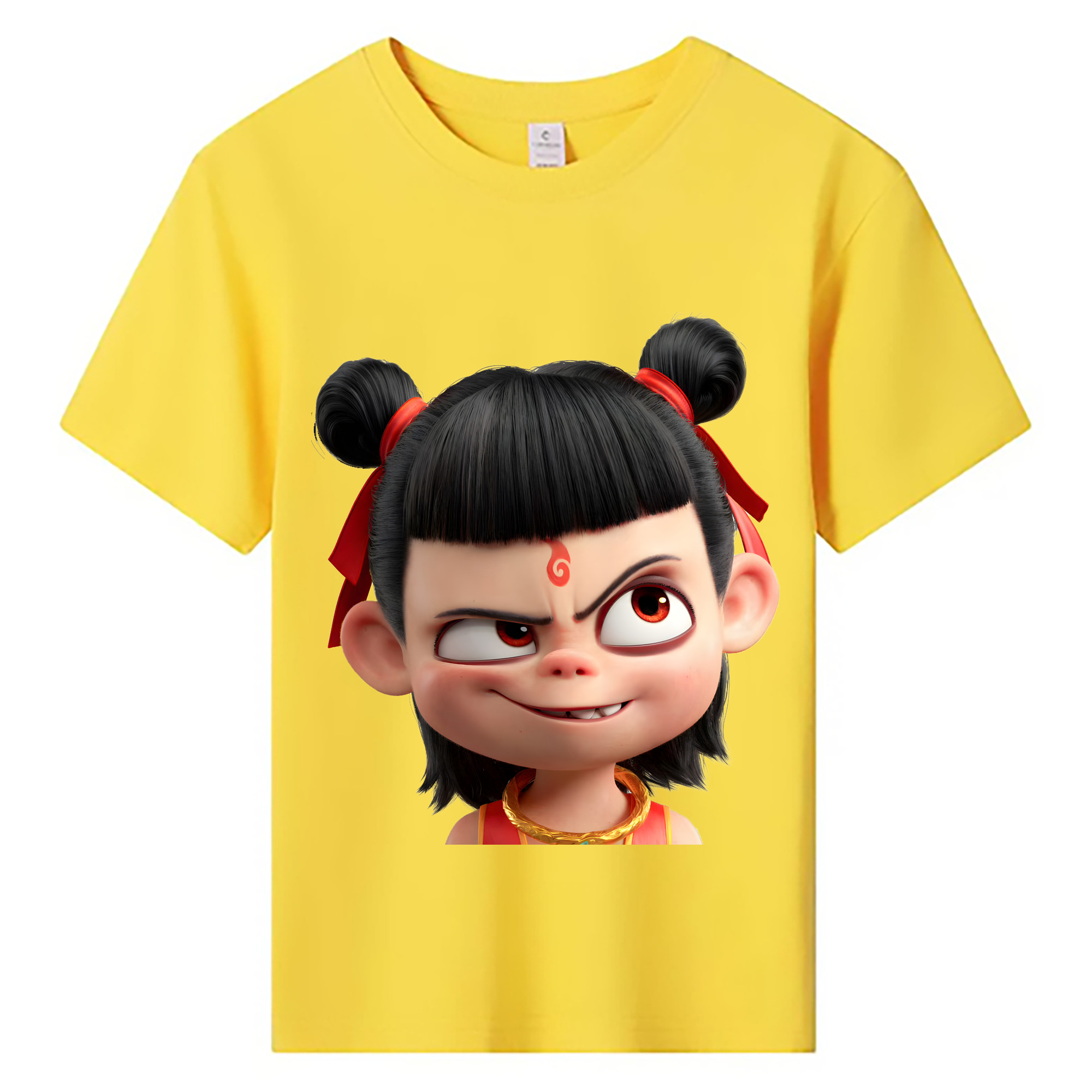 （画像用） Ne Zha 2 ナタ 魔童の大暴れ 綿100％キッズTシャツ（フロントプリント）