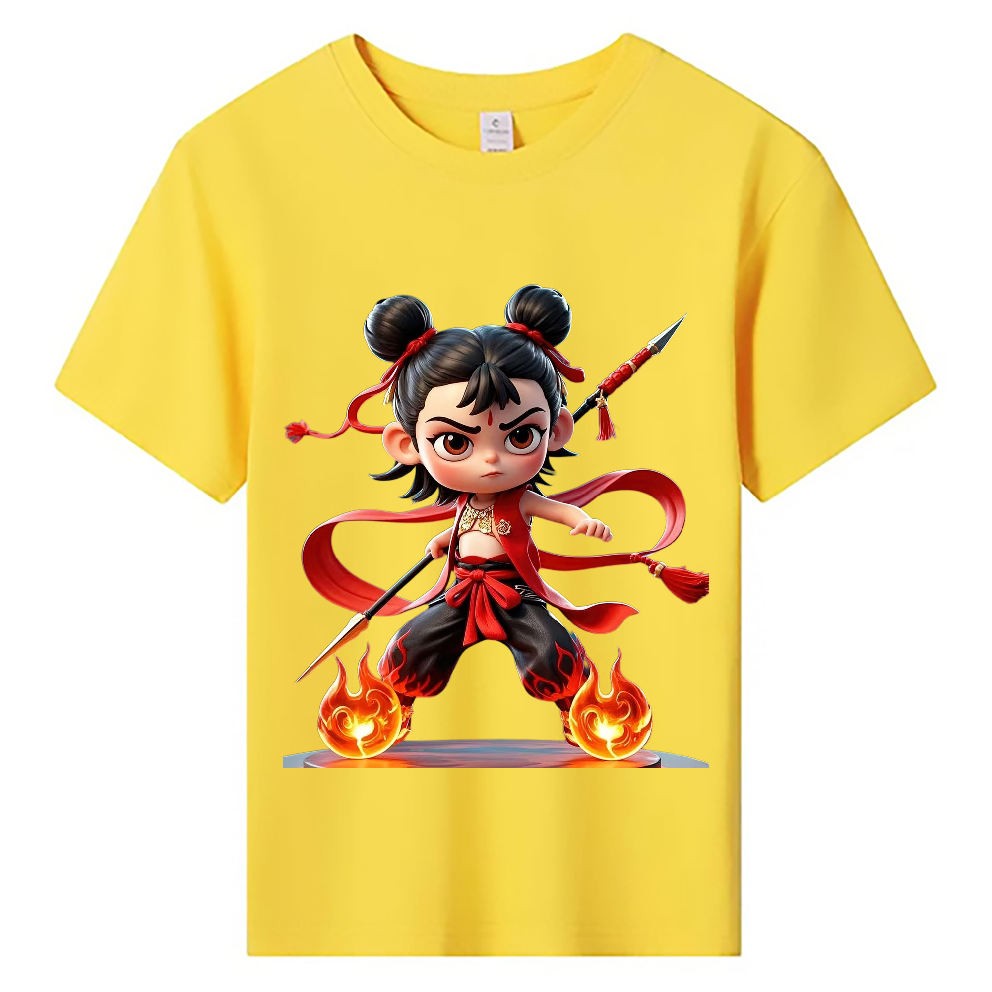 （画像用） Ne Zha 2 ナタ 魔童の大暴れ 綿100％キッズTシャツ（フロントプリント）