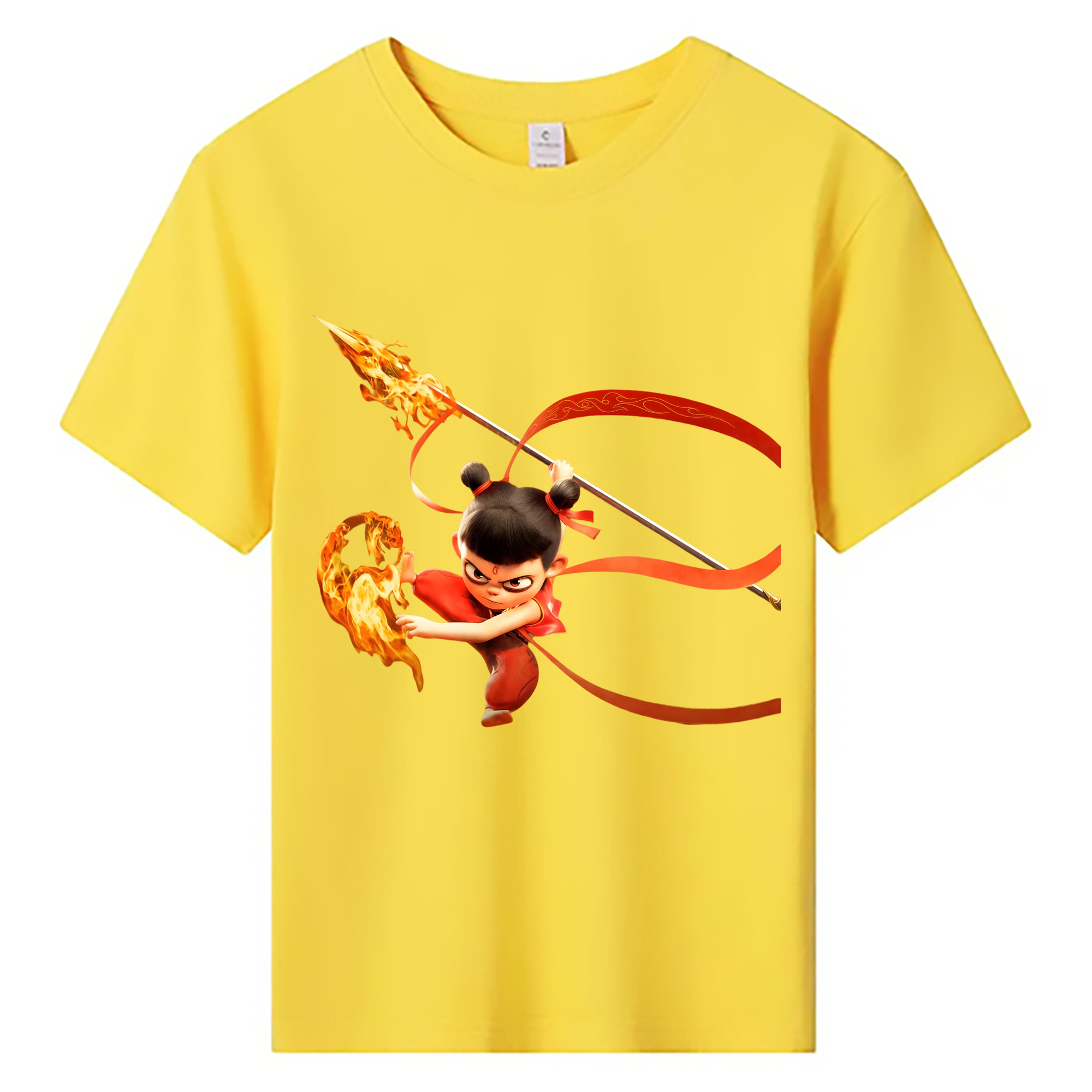 （画像用） Ne Zha 2 ナタ 魔童の大暴れ 綿100％キッズTシャツ（フロントプリント）