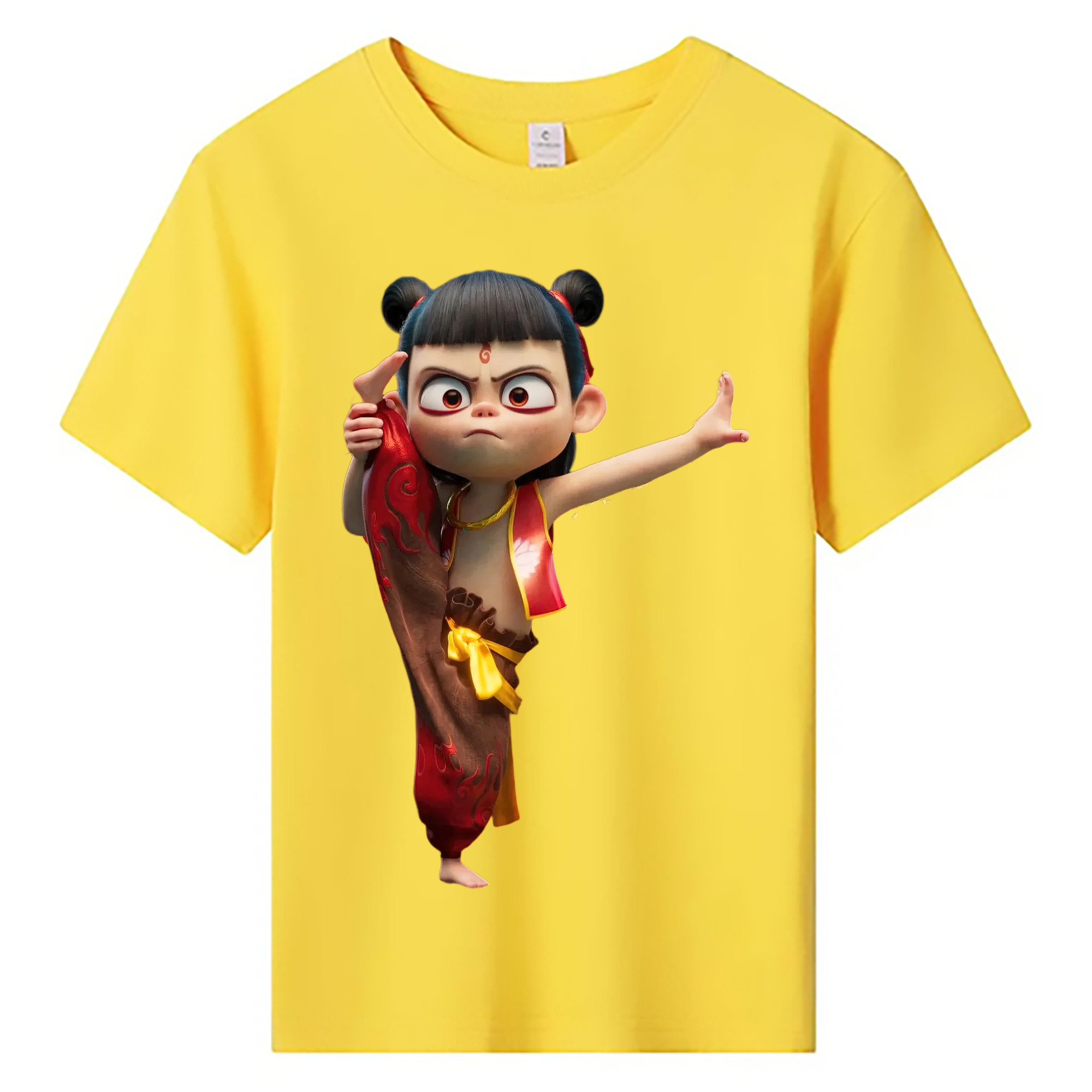 （画像用） Ne Zha 2 ナタ 魔童の大暴れ 綿100％キッズTシャツ（フロントプリント）