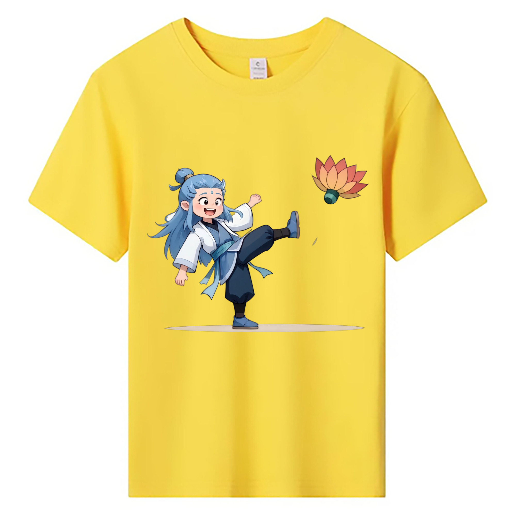 （画像用） Ne Zha 2 ナタ 魔童の大暴れ 綿100％キッズTシャツ（フロントプリント）