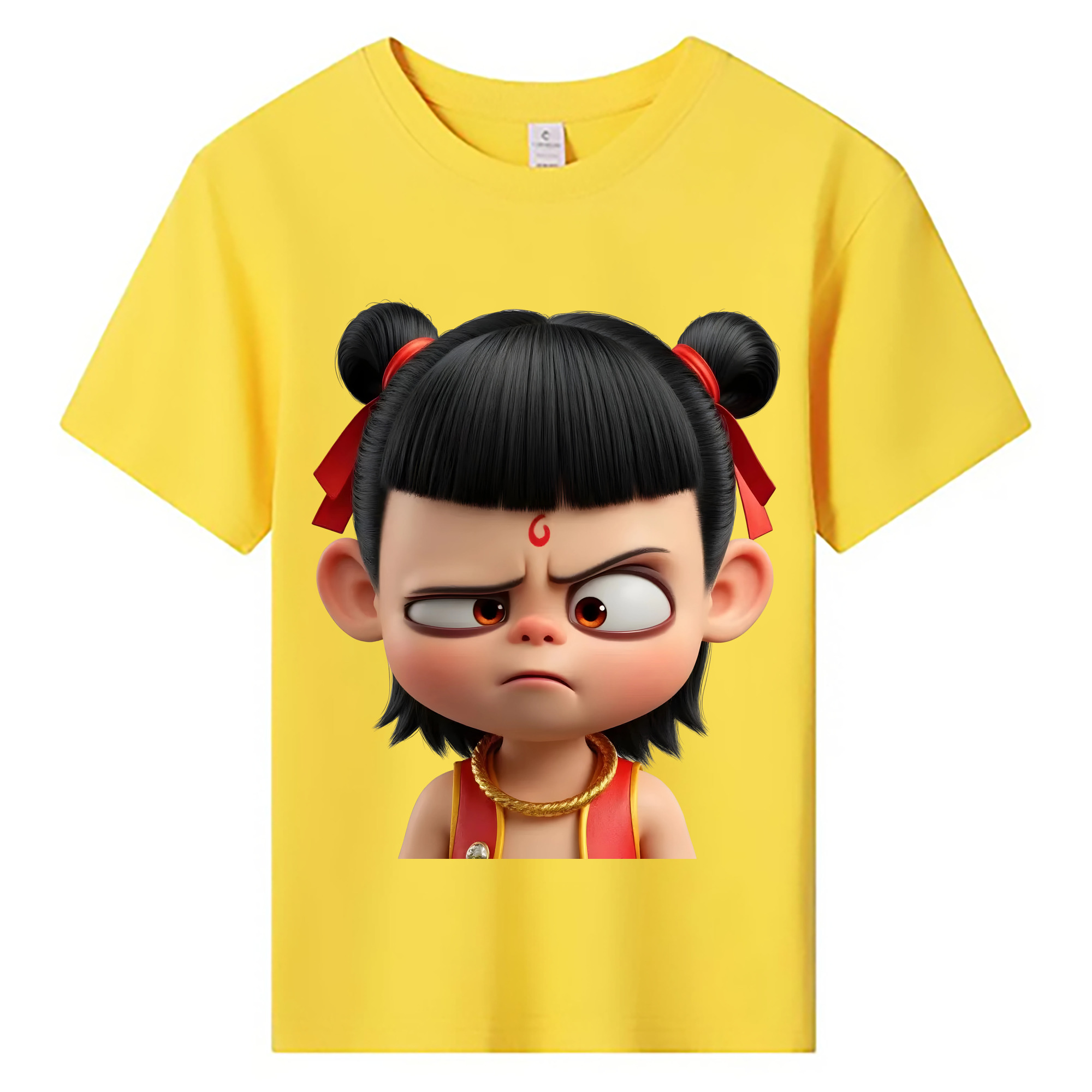 （画像用） Ne Zha 2 ナタ 魔童の大暴れ 綿100％キッズTシャツ（フロントプリント）
