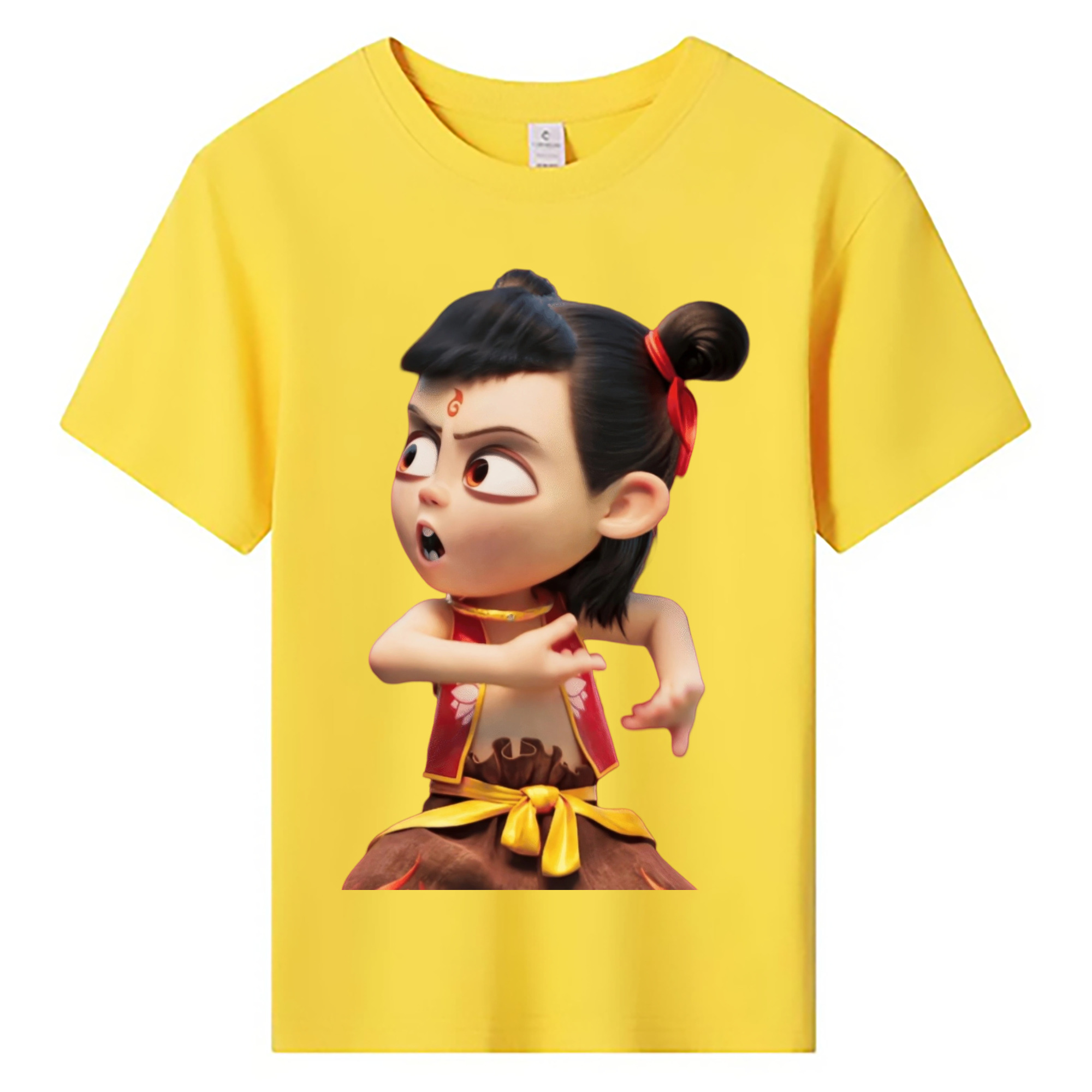 （画像用） Ne Zha 2 ナタ 魔童の大暴れ 綿100％キッズTシャツ（フロントプリント）