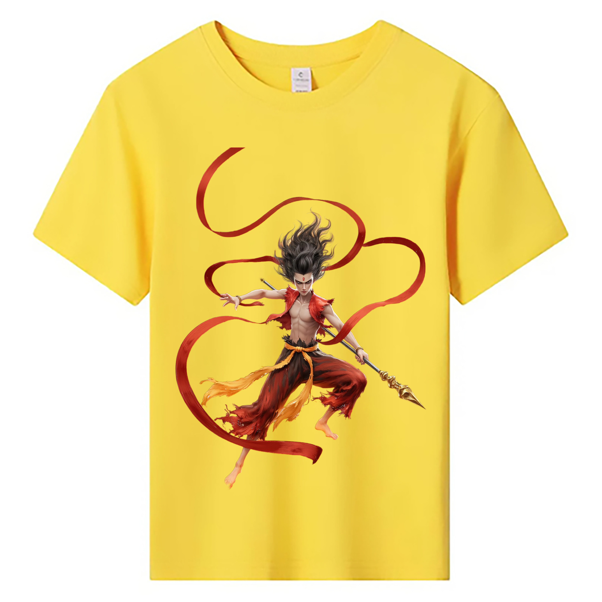 （画像用） Ne Zha 2 ナタ 魔童の大暴れ 綿100％キッズTシャツ（フロントプリント）