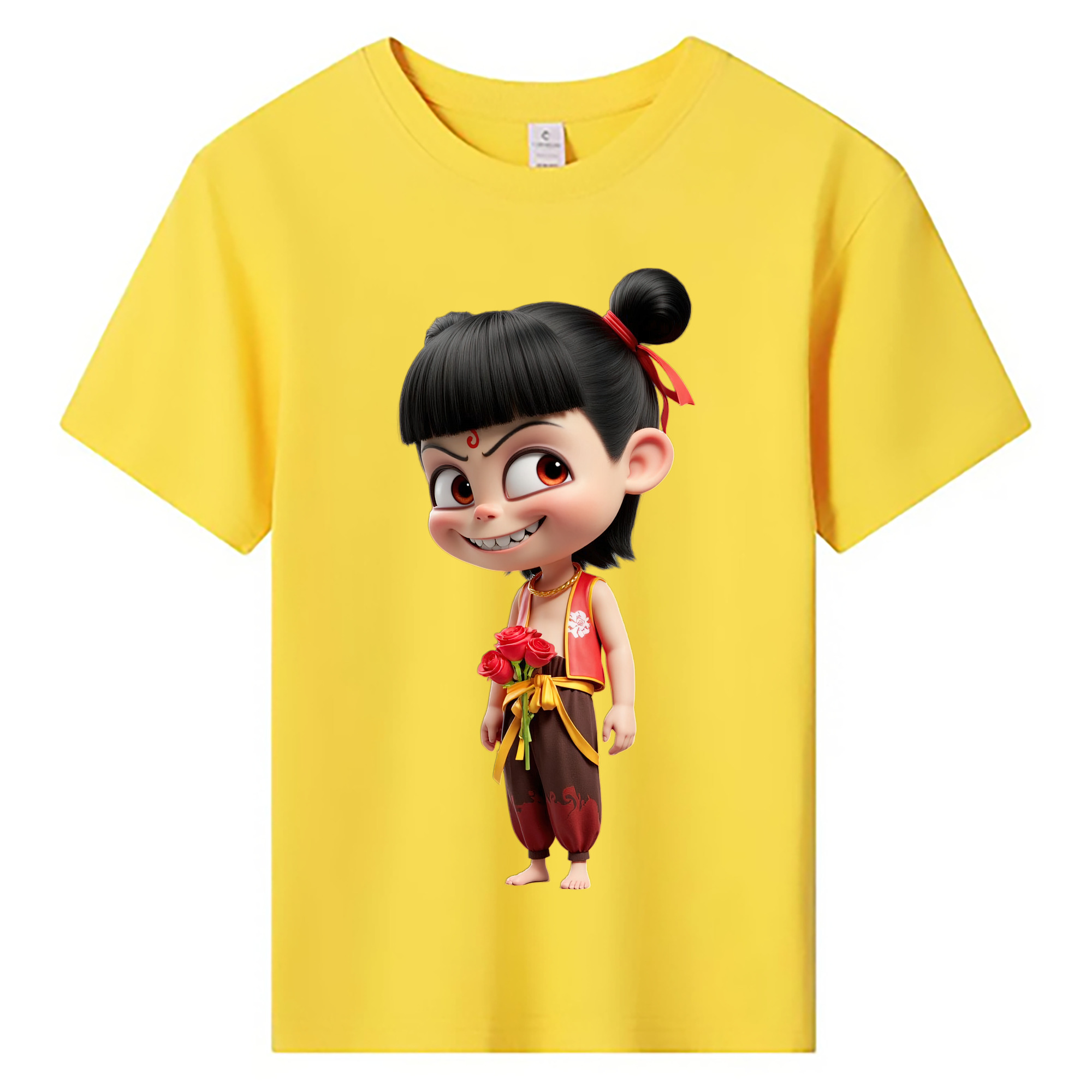 （画像用） Ne Zha 2 ナタ 魔童の大暴れ 綿100％キッズTシャツ（フロントプリント）