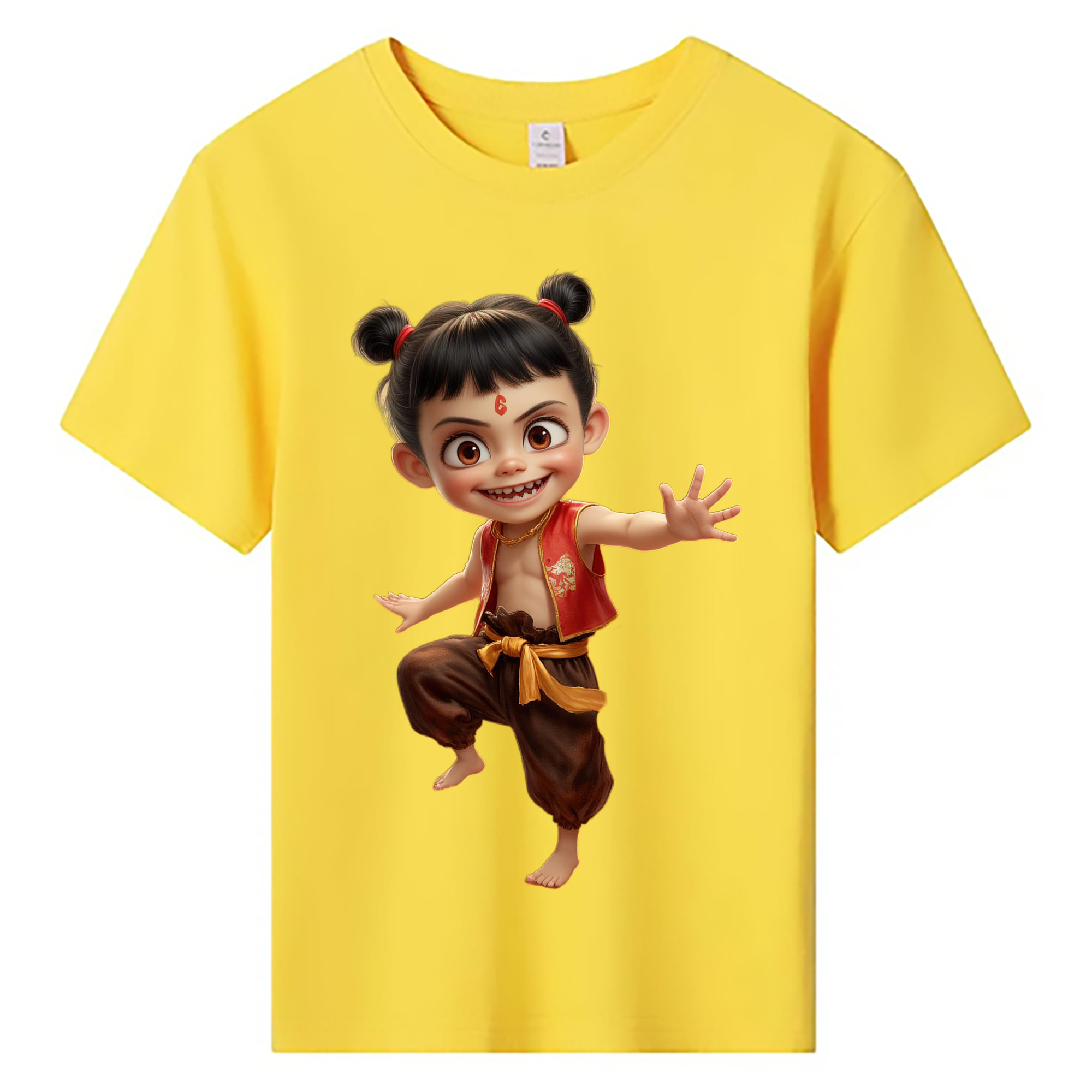 （画像用） Ne Zha 2 ナタ 魔童の大暴れ 綿100％キッズTシャツ（フロントプリント）