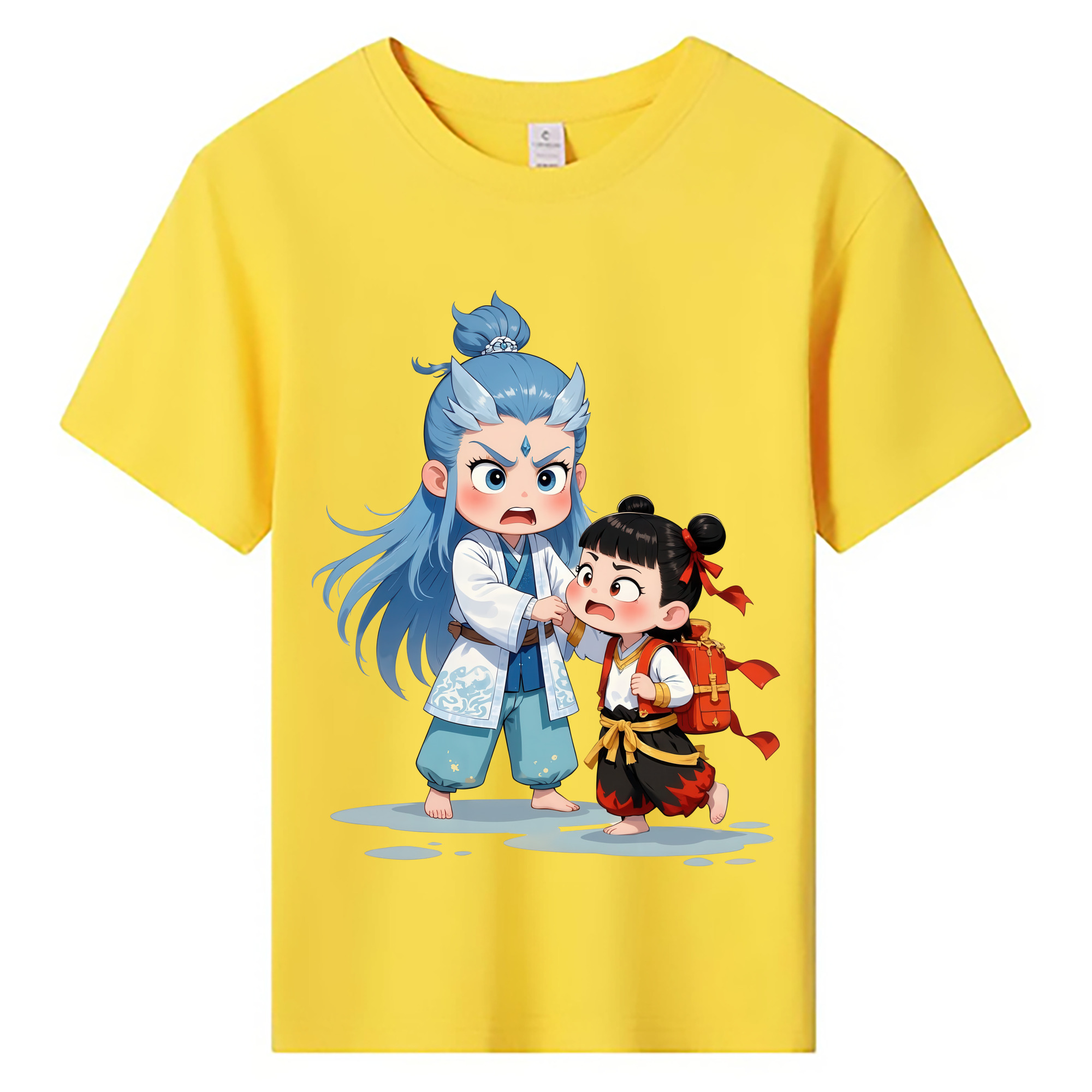 （画像用） Ne Zha 2 ナタ 魔童の大暴れ 綿100％キッズTシャツ（フロントプリント）