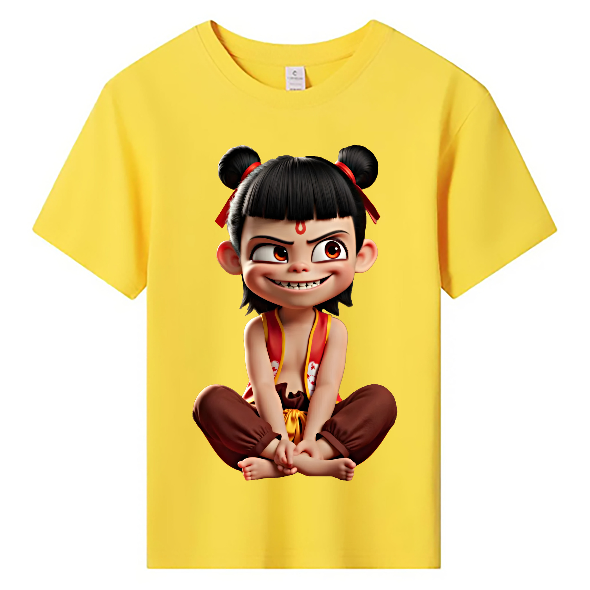 （画像用） Ne Zha 2 ナタ 魔童の大暴れ 綿100％キッズTシャツ（フロントプリント）