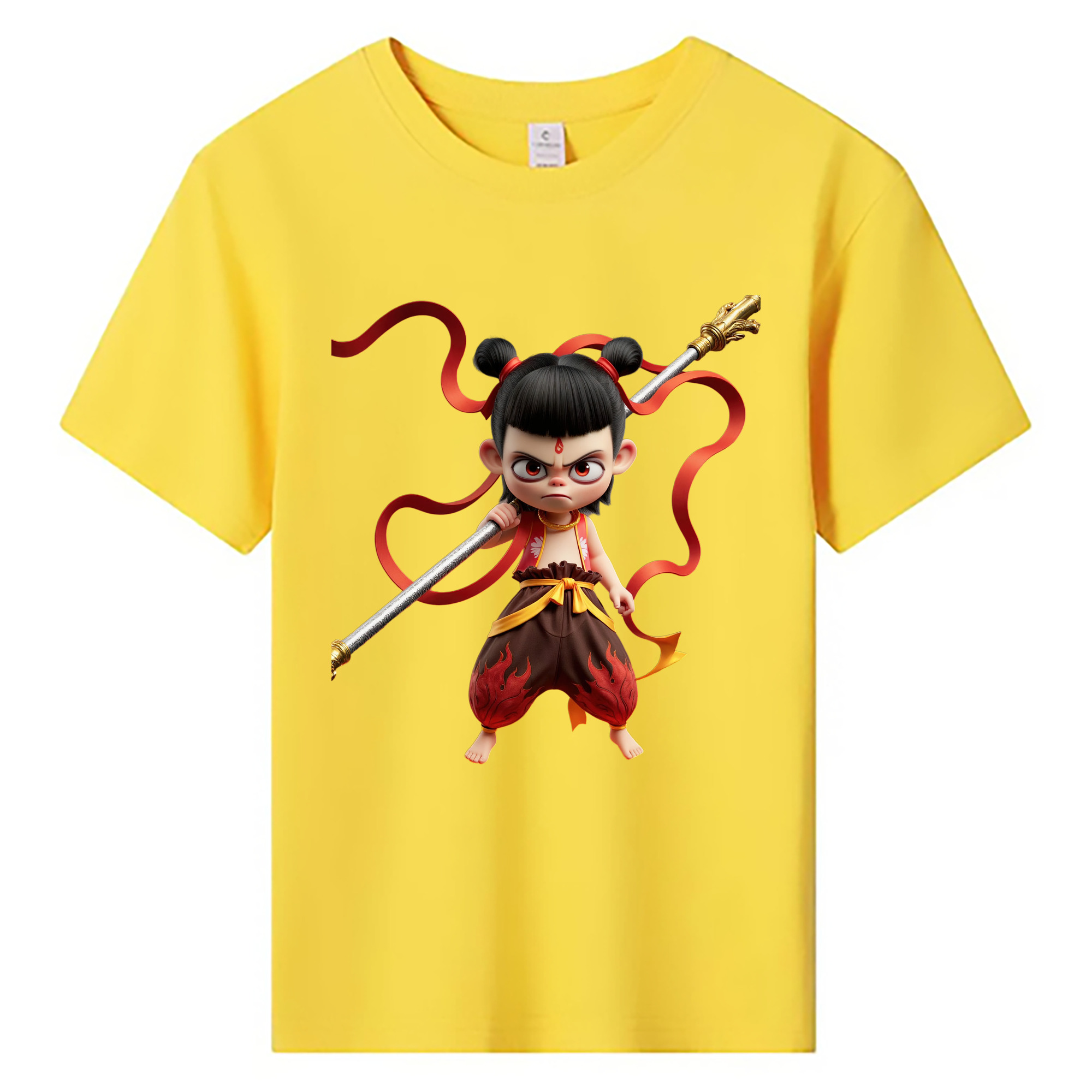 （画像用） Ne Zha 2 ナタ 魔童の大暴れ 綿100％キッズTシャツ（フロントプリント）