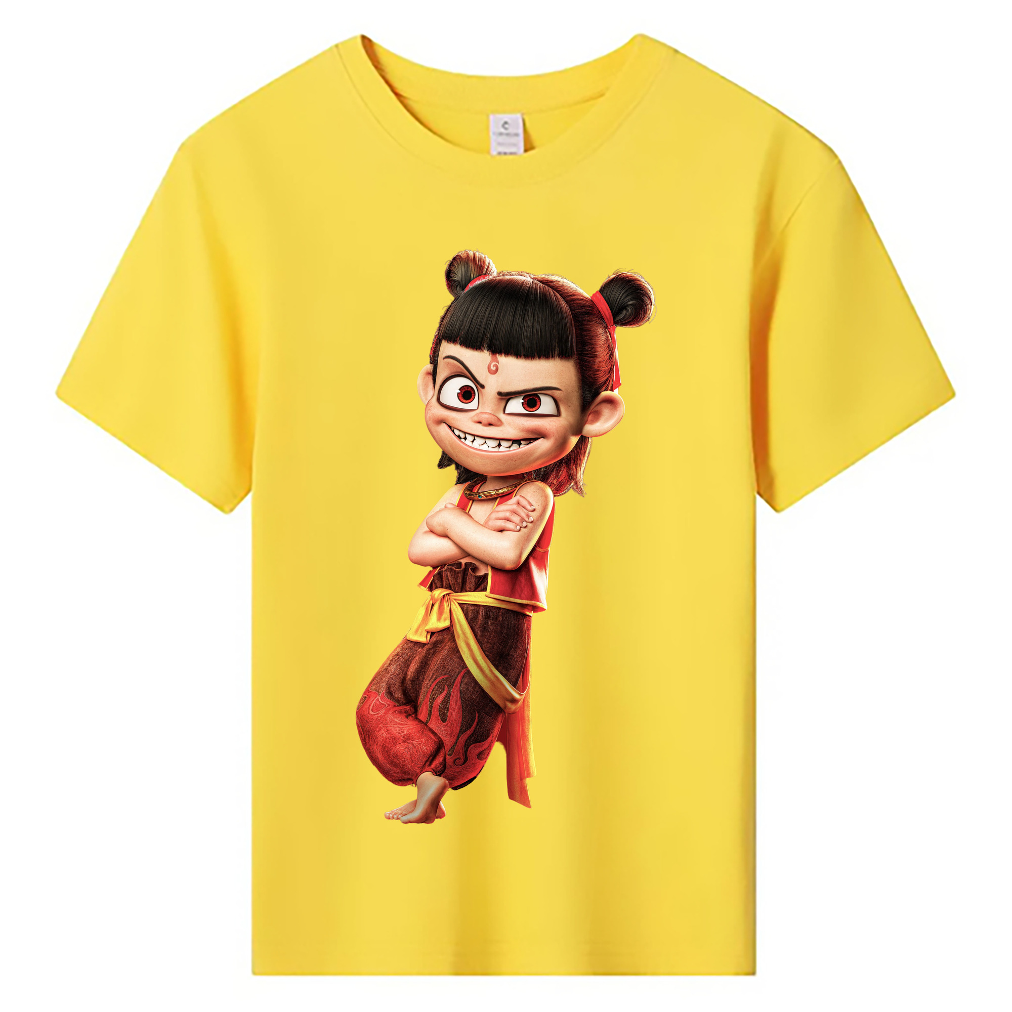 （画像用） Ne Zha 2 ナタ 魔童の大暴れ 綿100％キッズTシャツ（フロントプリント）