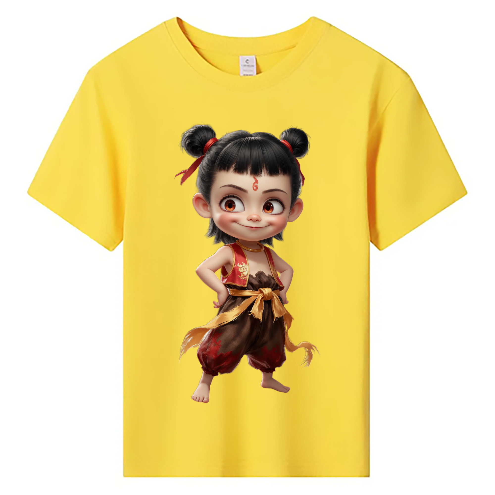 （画像用） Ne Zha 2 ナタ 魔童の大暴れ 綿100％キッズTシャツ（フロントプリント）