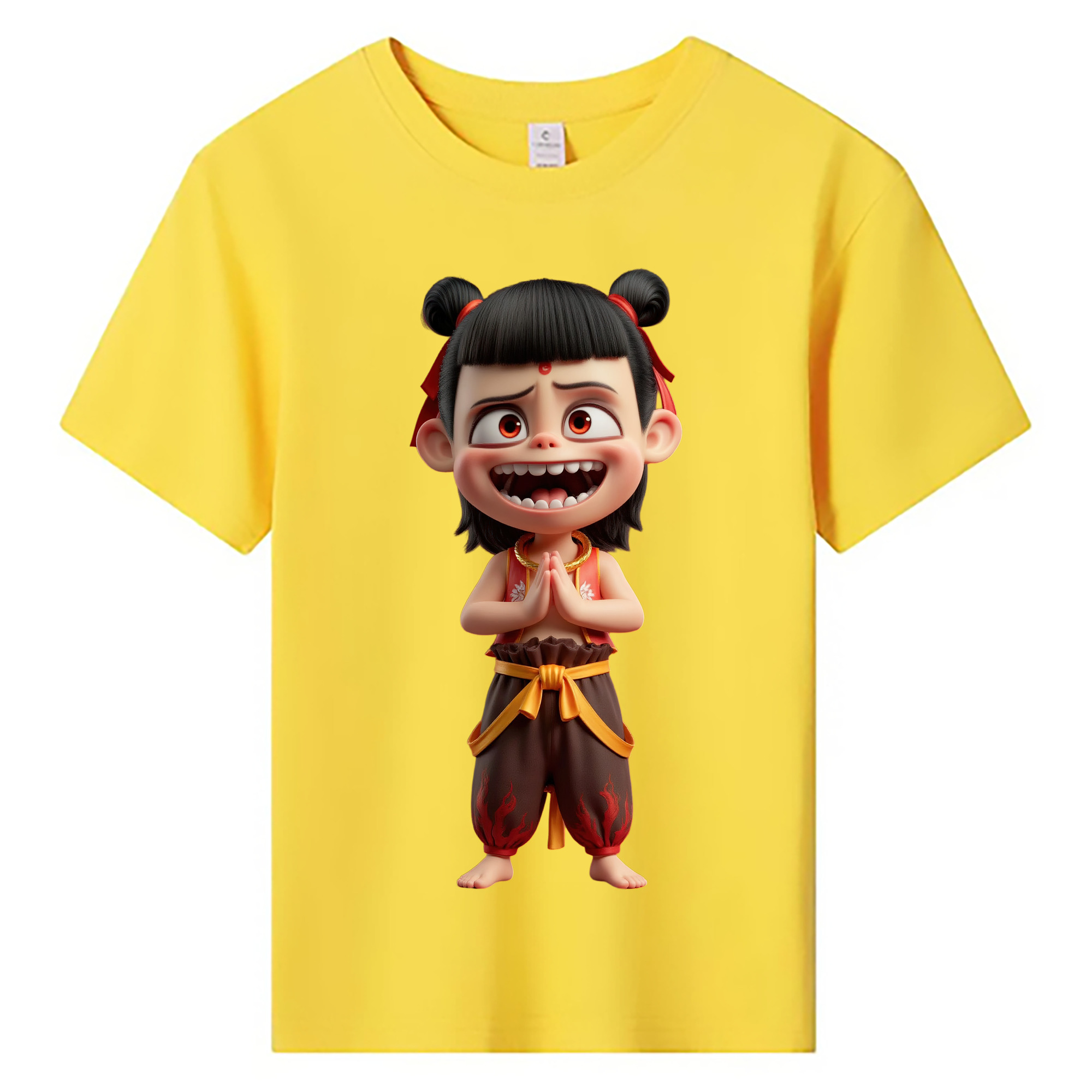 （画像用） Ne Zha 2 ナタ 魔童の大暴れ 綿100％キッズTシャツ（フロントプリント）