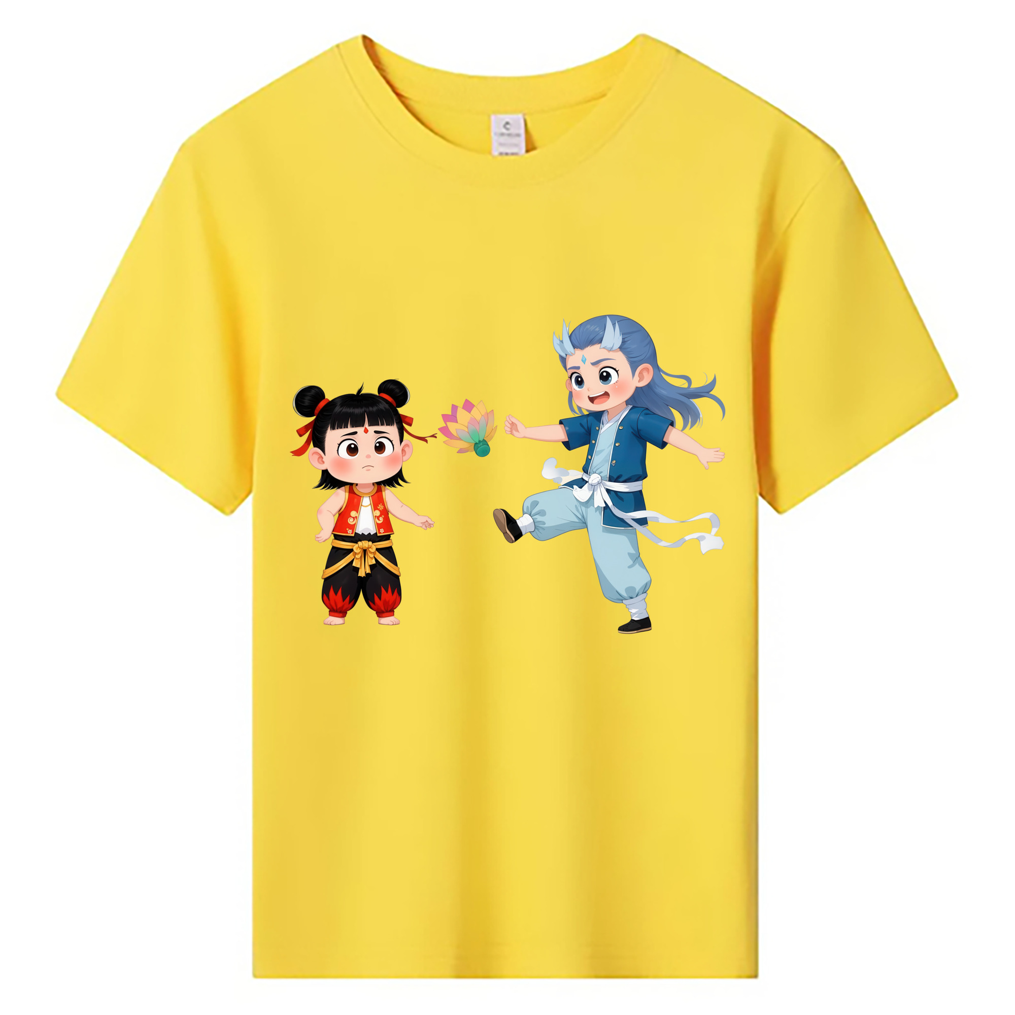 （画像用） Ne Zha 2 ナタ 魔童の大暴れ 綿100％キッズTシャツ（フロントプリント）