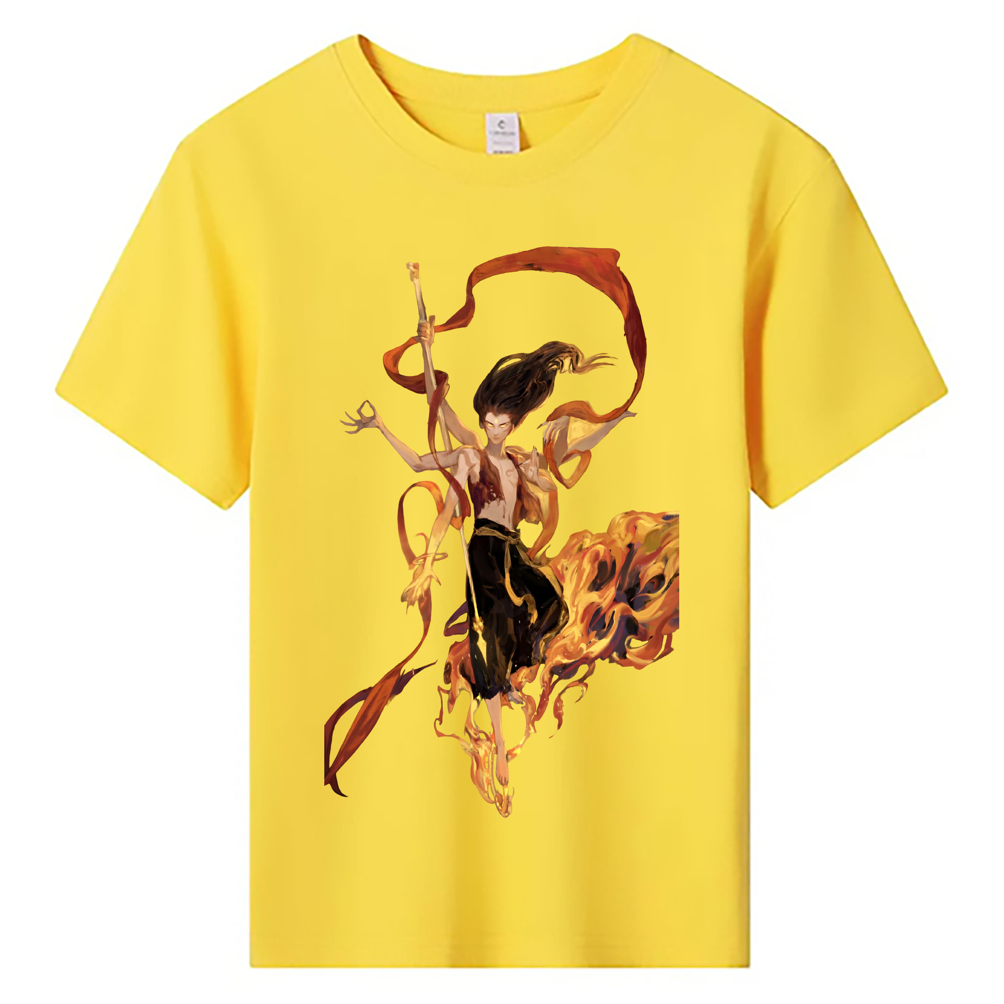 （画像用） Ne Zha 2 ナタ 魔童の大暴れ 綿100％キッズTシャツ（フロントプリント）