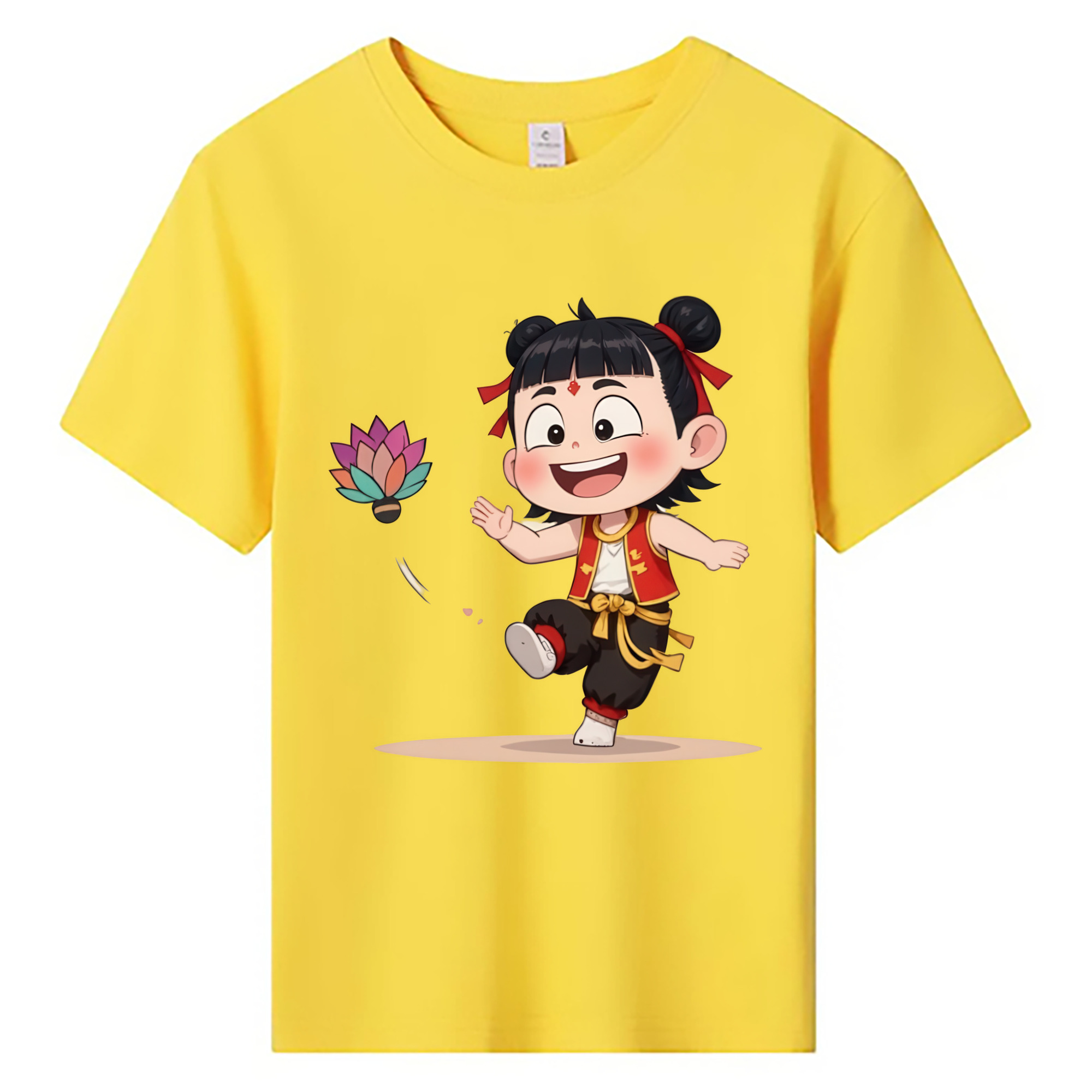 （画像用） Ne Zha 2 ナタ 魔童の大暴れ 綿100％キッズTシャツ（フロントプリント）