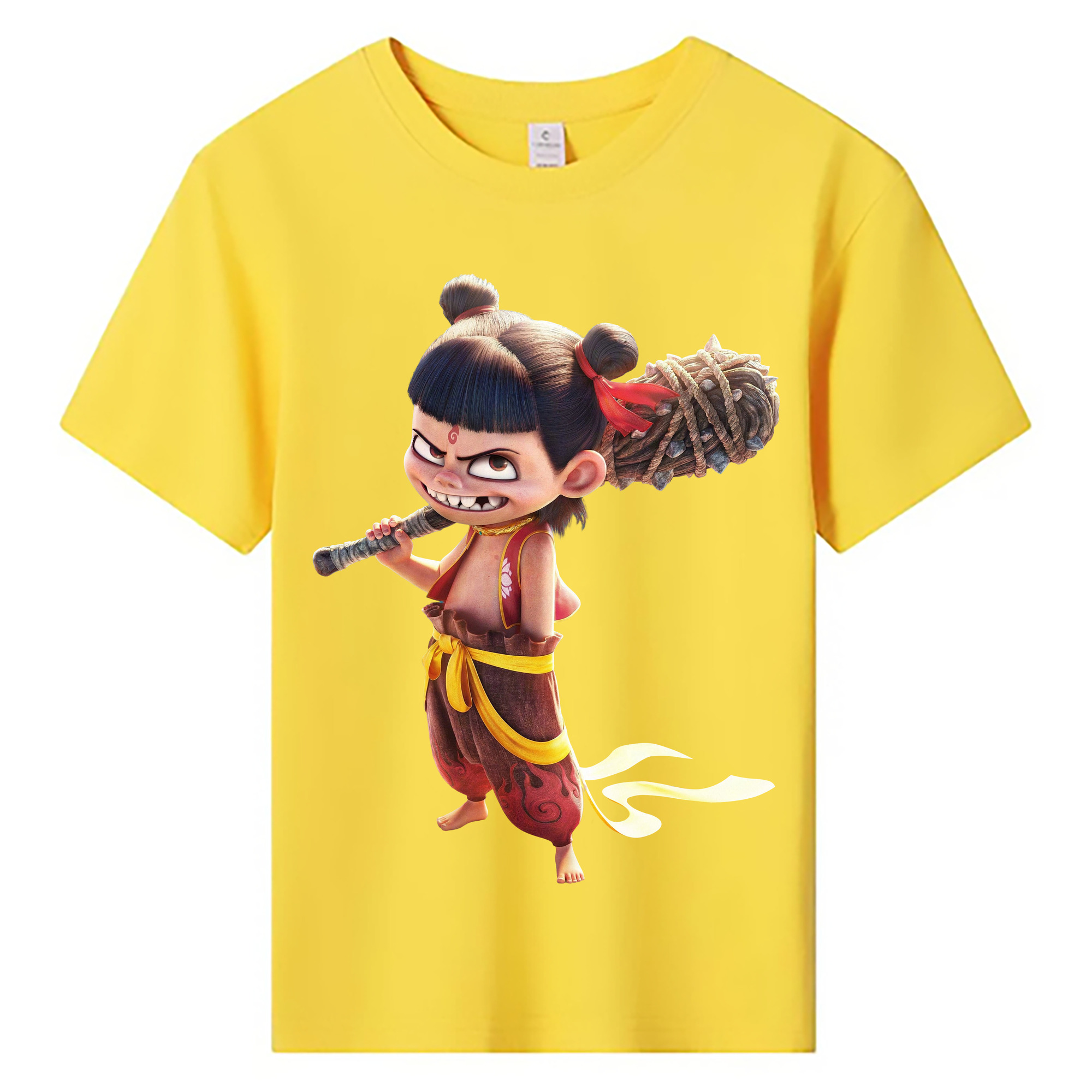 （画像用） Ne Zha 2 ナタ 魔童の大暴れ 綿100％キッズTシャツ（フロントプリント）