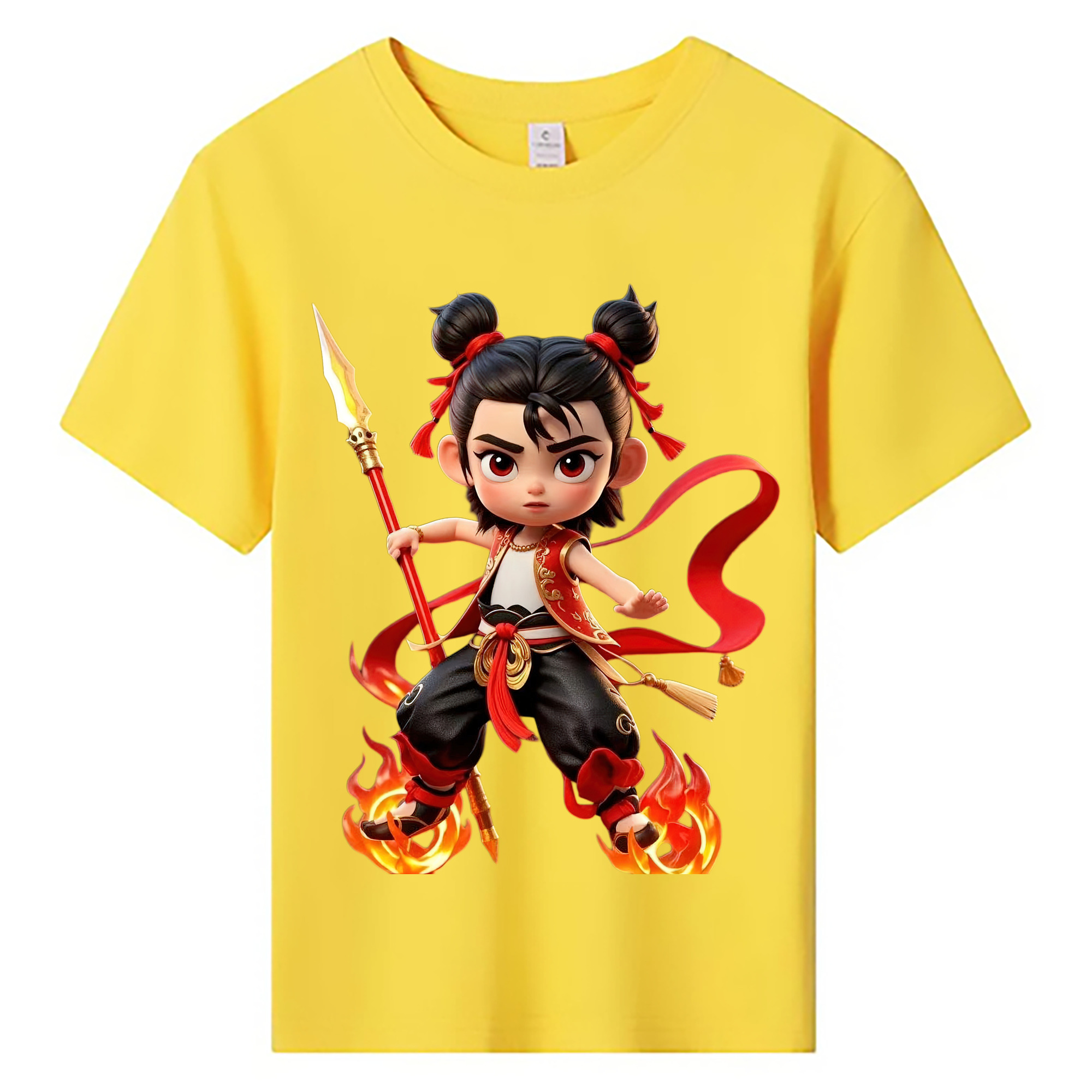 （画像用） Ne Zha 2 ナタ 魔童の大暴れ 綿100％キッズTシャツ（フロントプリント）