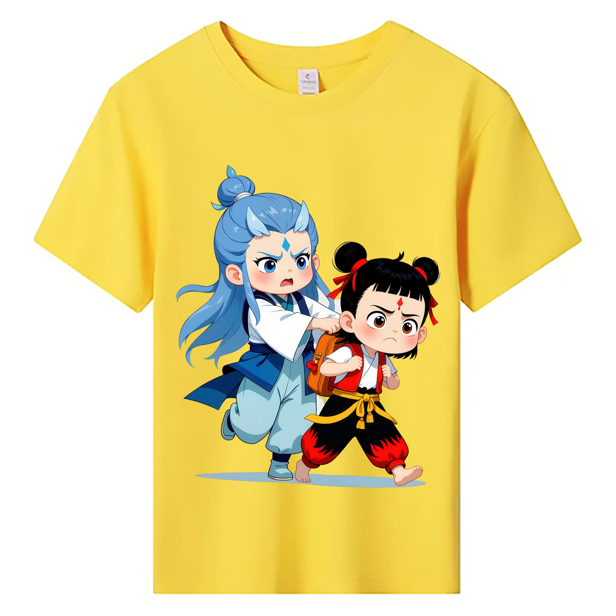 （画像用） Ne Zha 2 ナタ 魔童の大暴れ 綿100％キッズTシャツ（フロントプリント）