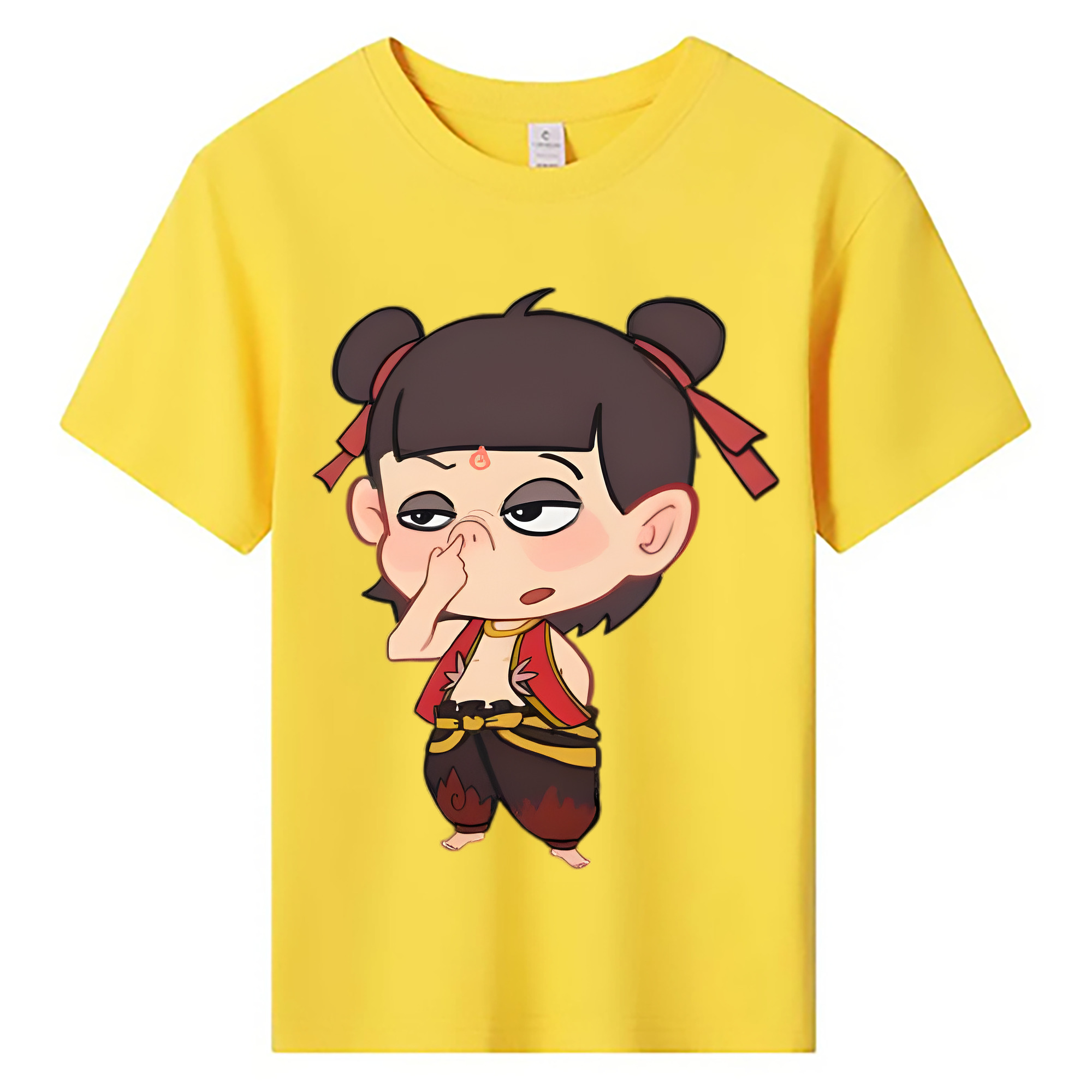 （画像用） Ne Zha 2 ナタ 魔童の大暴れ 綿100％キッズTシャツ（フロントプリント）