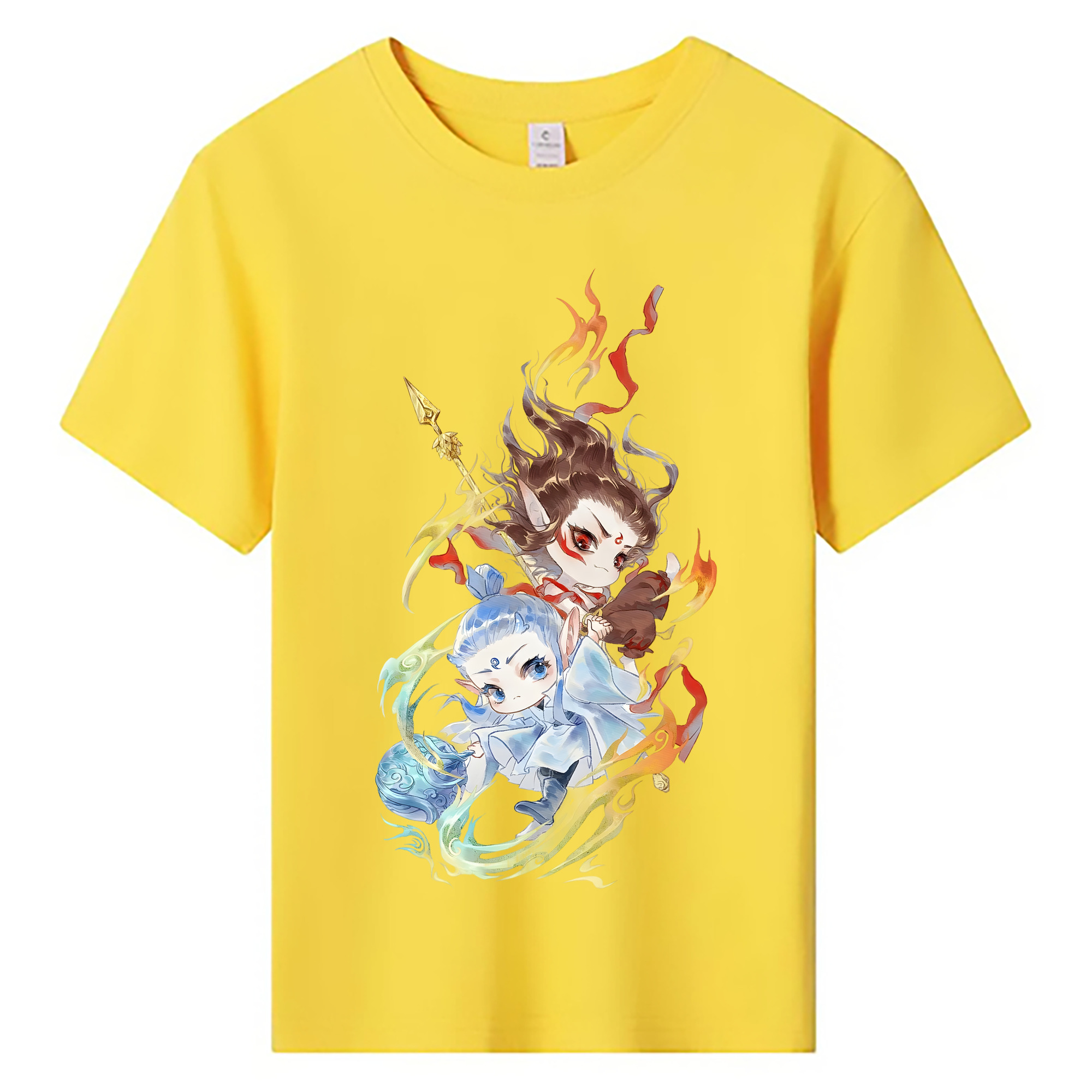 （画像用） Ne Zha 2 ナタ 魔童の大暴れ 綿100％キッズTシャツ（フロントプリント）