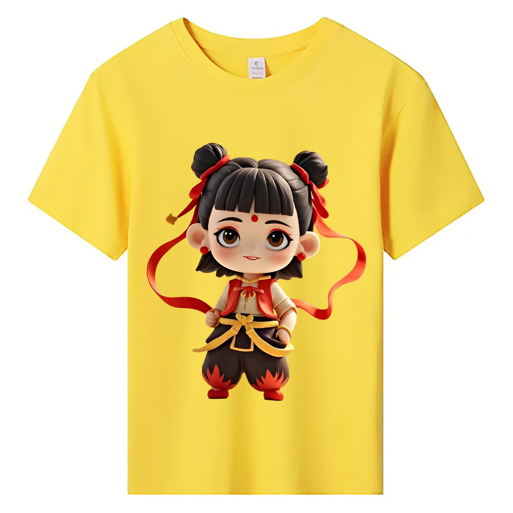 （画像用） Ne Zha 2 ナタ 魔童の大暴れ 綿100％キッズTシャツ（フロントプリント）