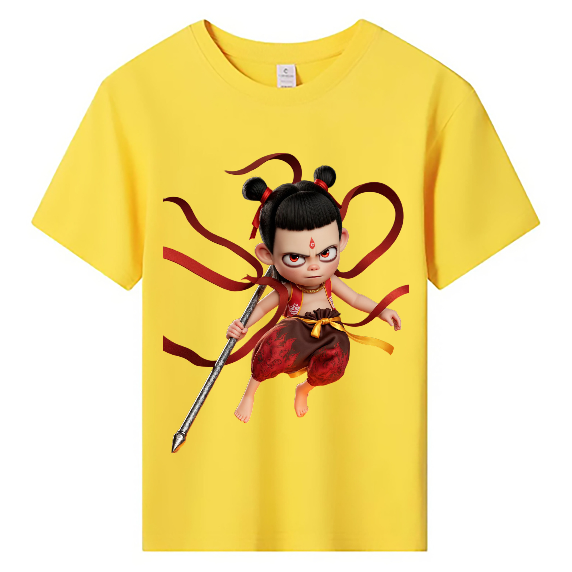 （画像用） Ne Zha 2 ナタ 魔童の大暴れ 綿100％キッズTシャツ（フロントプリント）