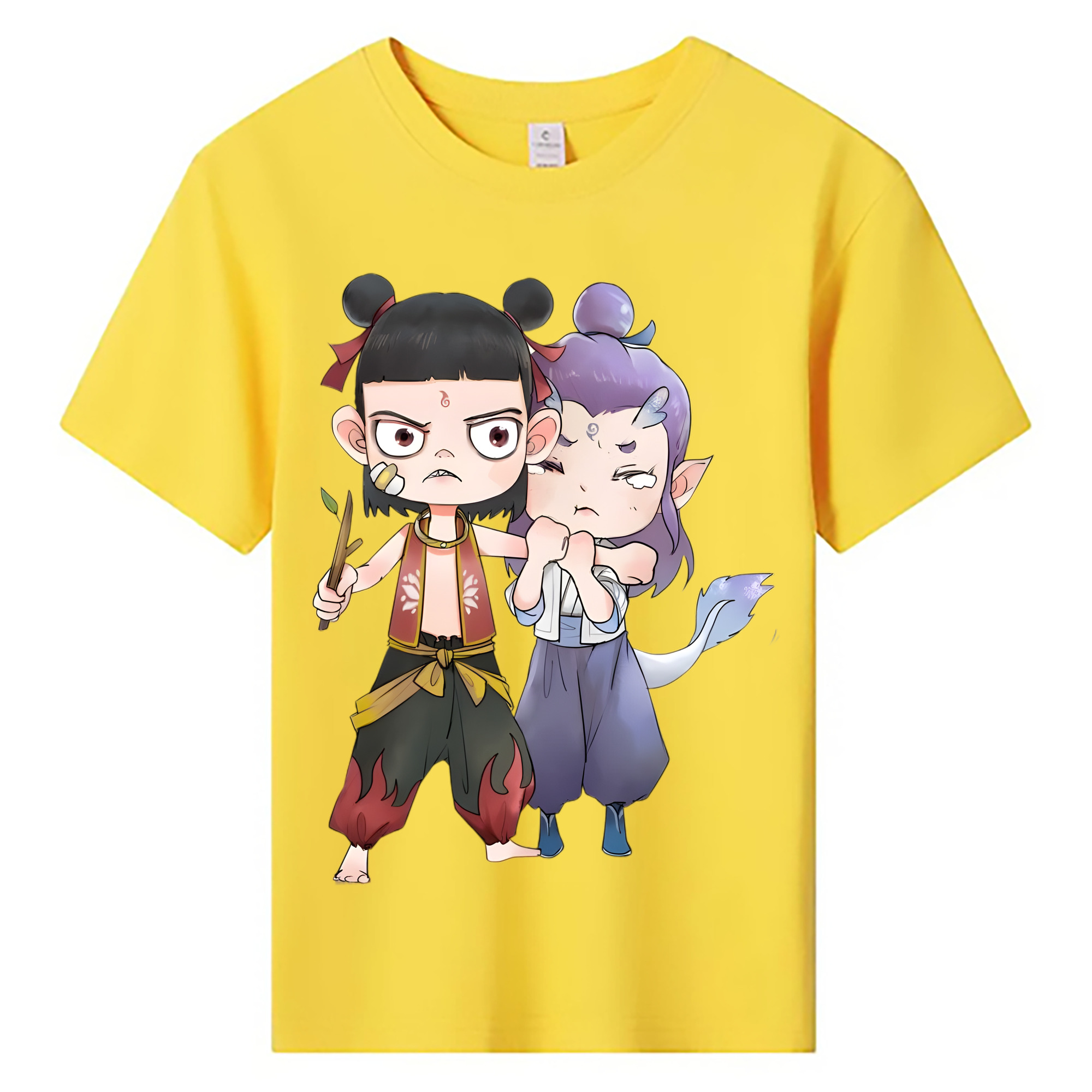 （画像用） Ne Zha 2 ナタ 魔童の大暴れ 綿100％キッズTシャツ（フロントプリント）