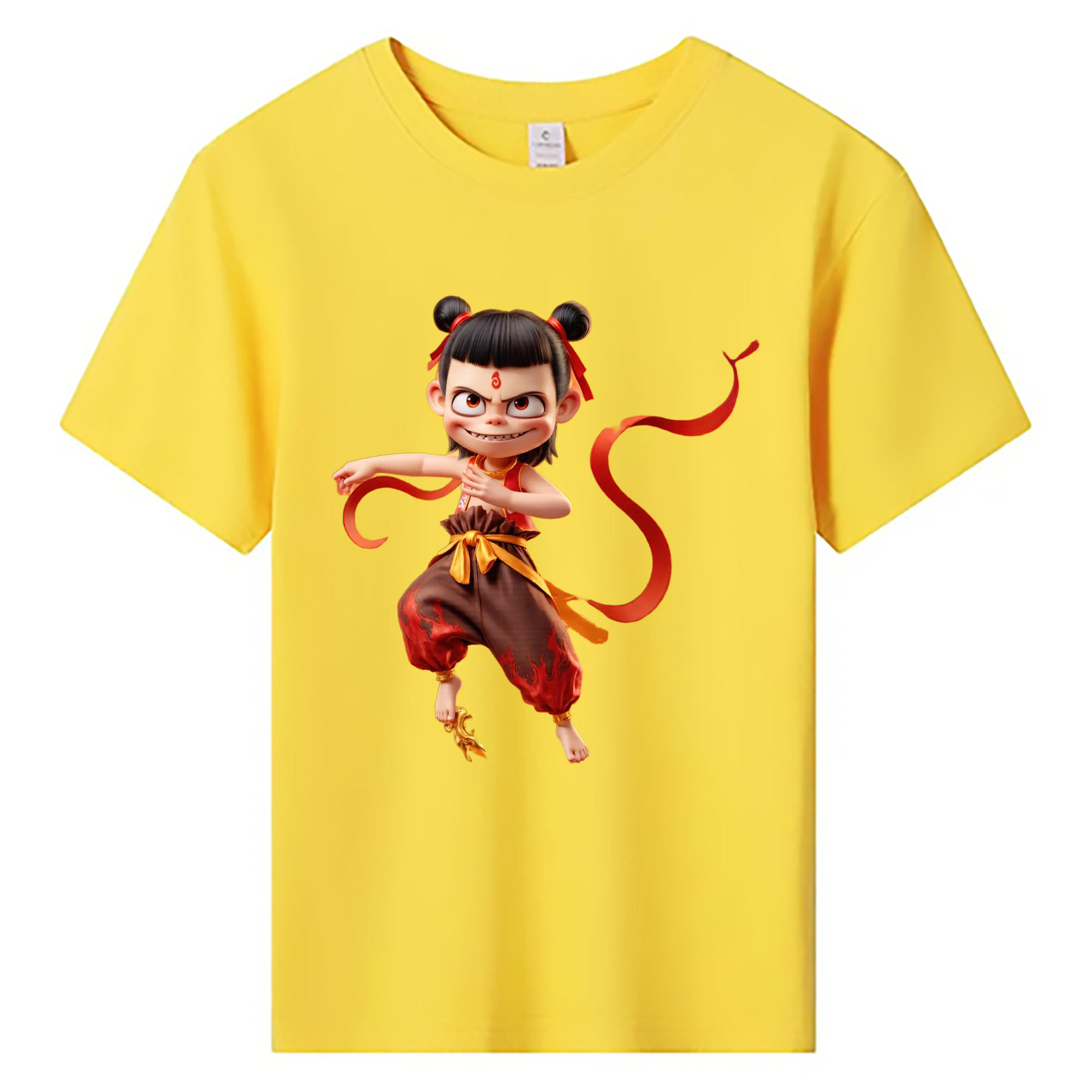 （画像用） Ne Zha 2 ナタ 魔童の大暴れ 綿100％キッズTシャツ（フロントプリント）