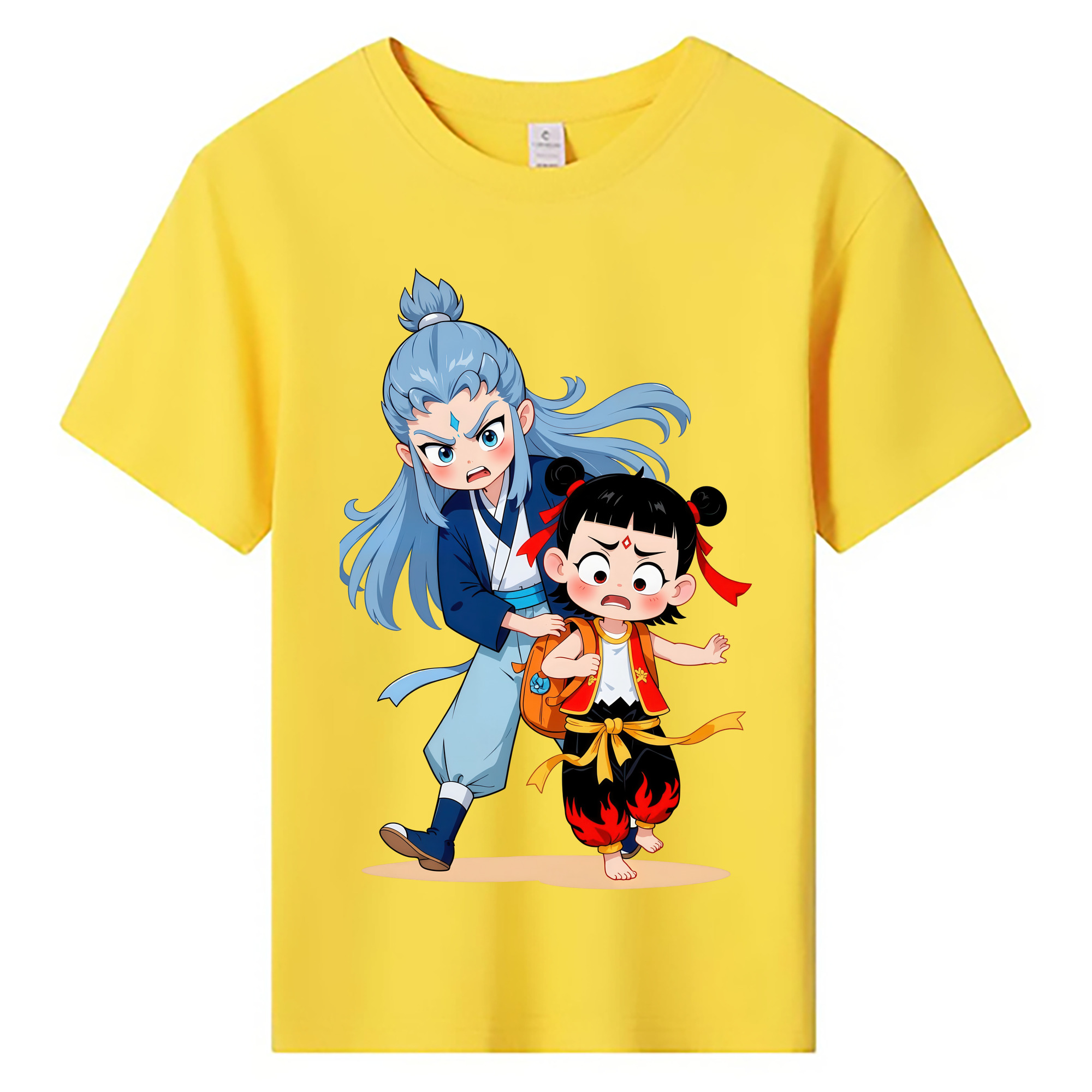 （画像用） Ne Zha 2 ナタ 魔童の大暴れ 綿100％キッズTシャツ（フロントプリント）