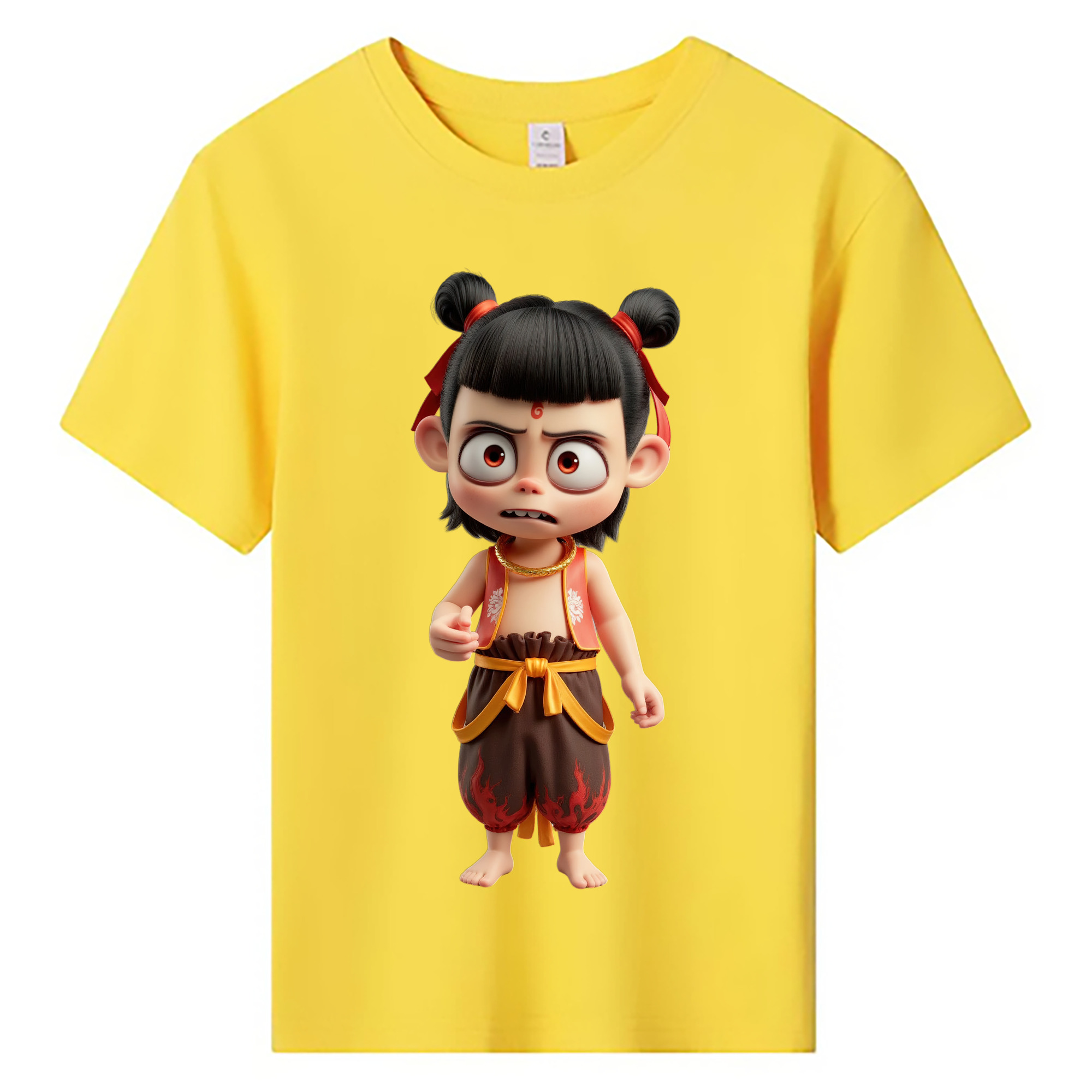 （画像用） Ne Zha 2 ナタ 魔童の大暴れ 綿100％キッズTシャツ（フロントプリント）